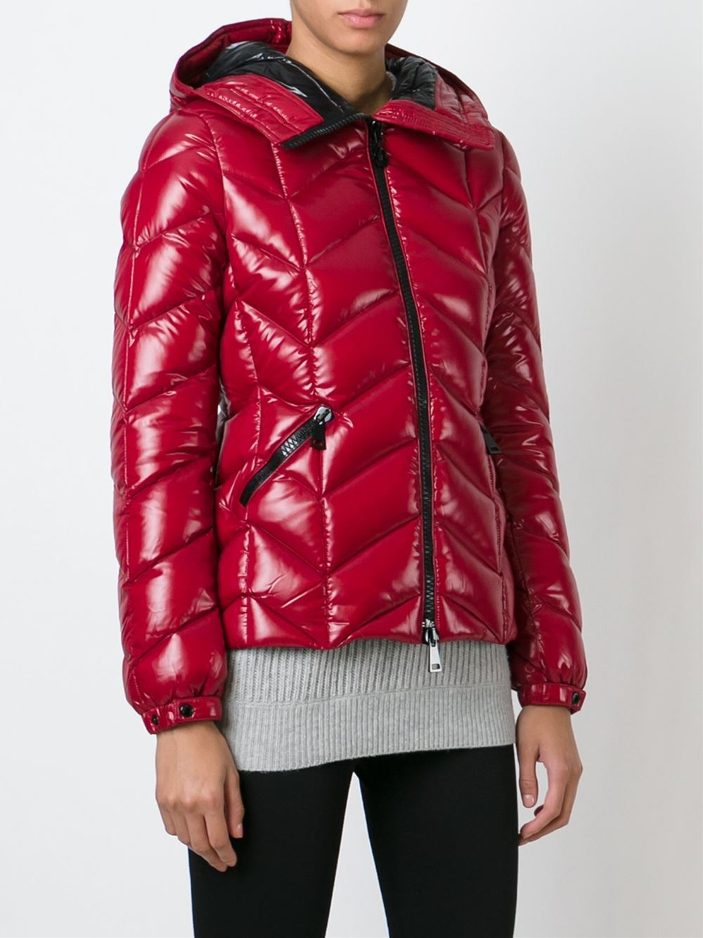 Moncler Chevron Quilted Jacket in Red | Lyst