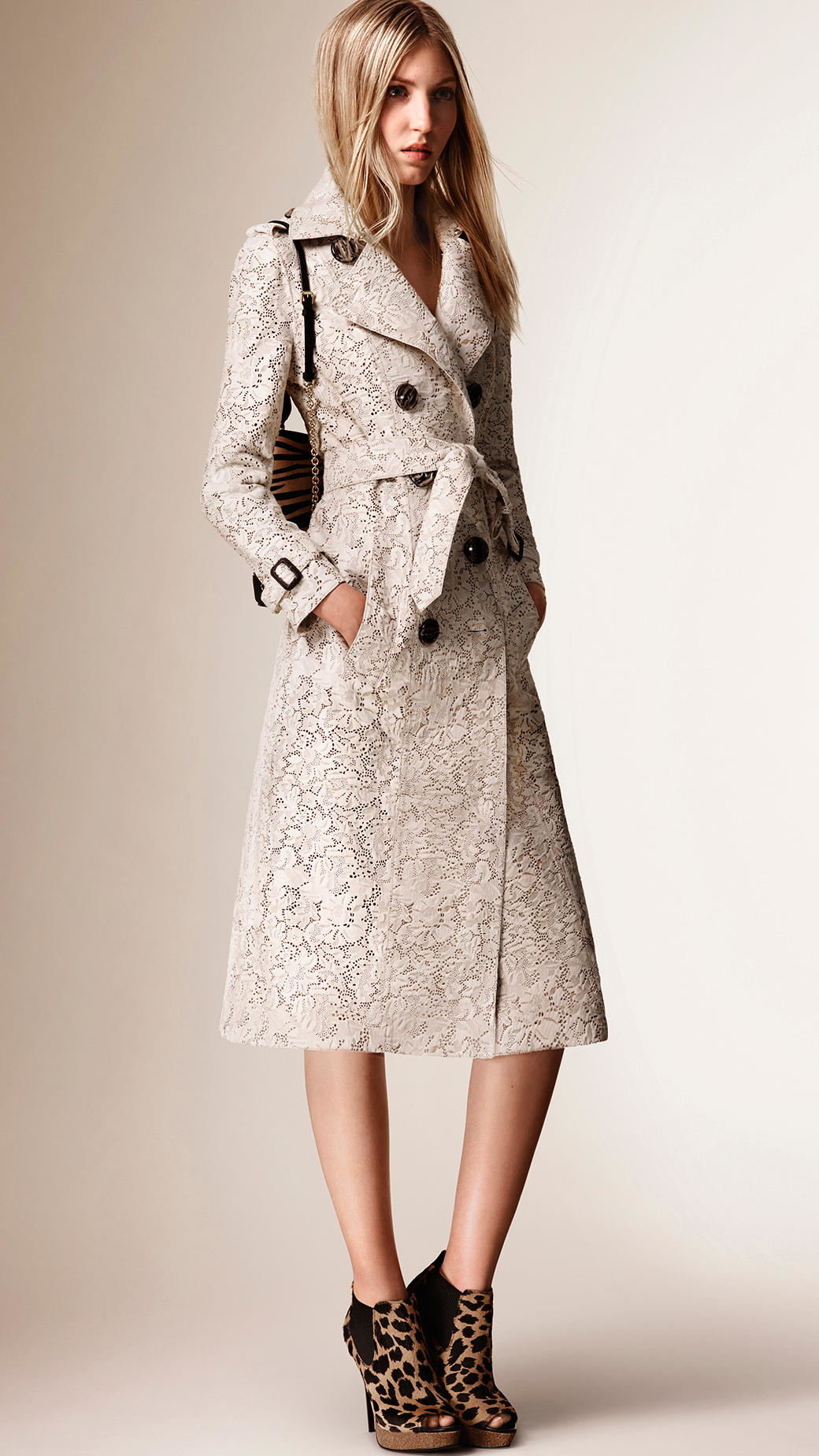 Burberry Prorsum Lace Trench Coat In White Lyst Gallery