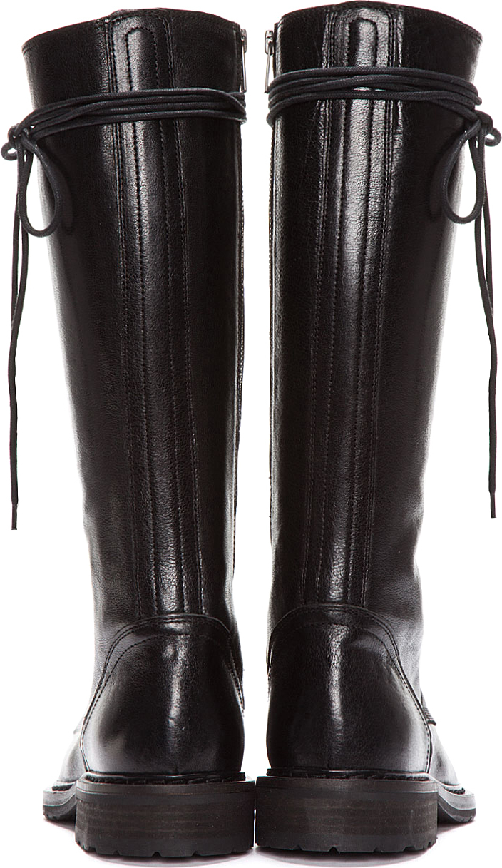 Lyst - Ann Demeulemeester Tall Black Leather Lace_up Boots in Black for Men