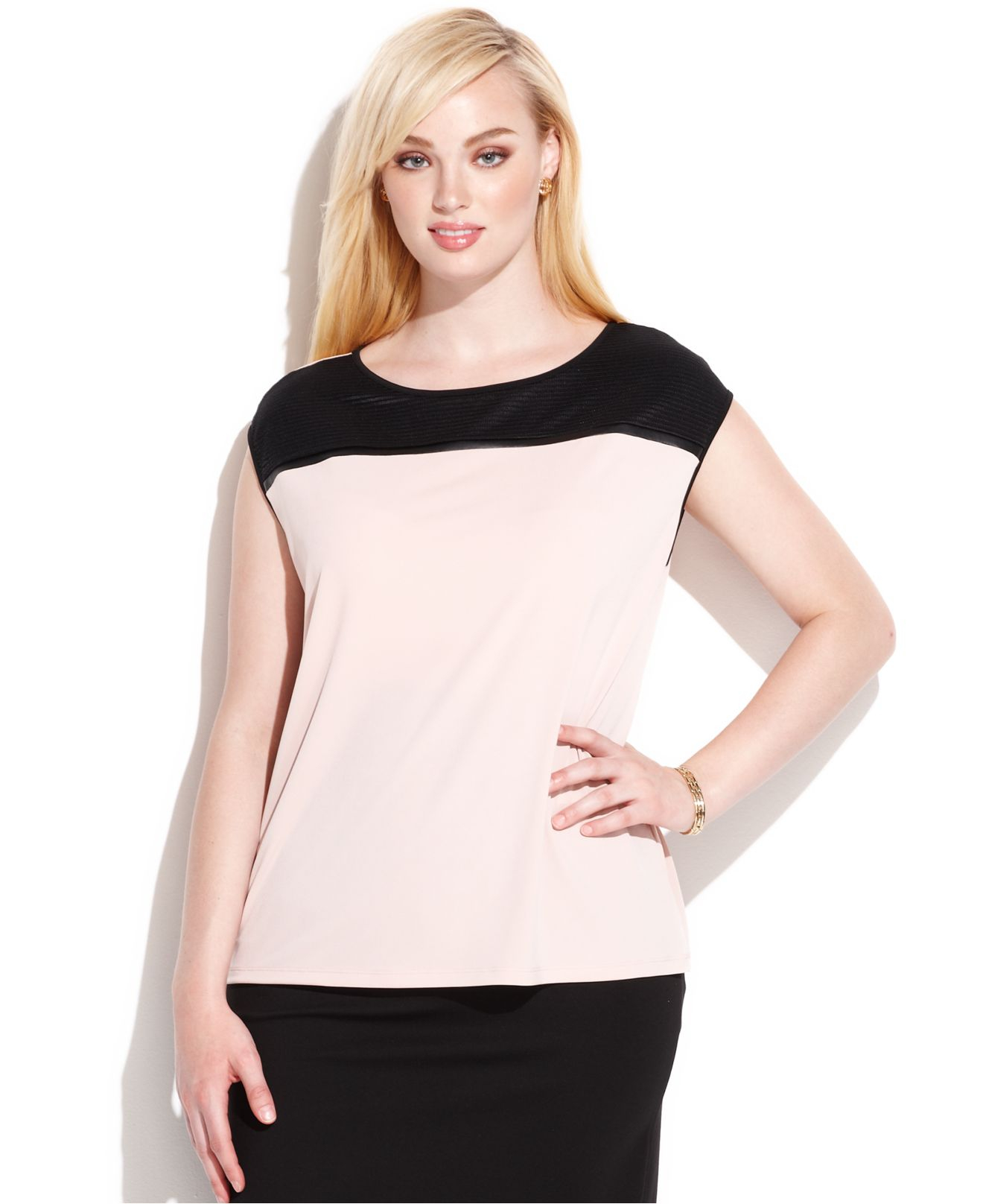 Calvin klein Plus Size Fauxleathertrim Colorblock ...
