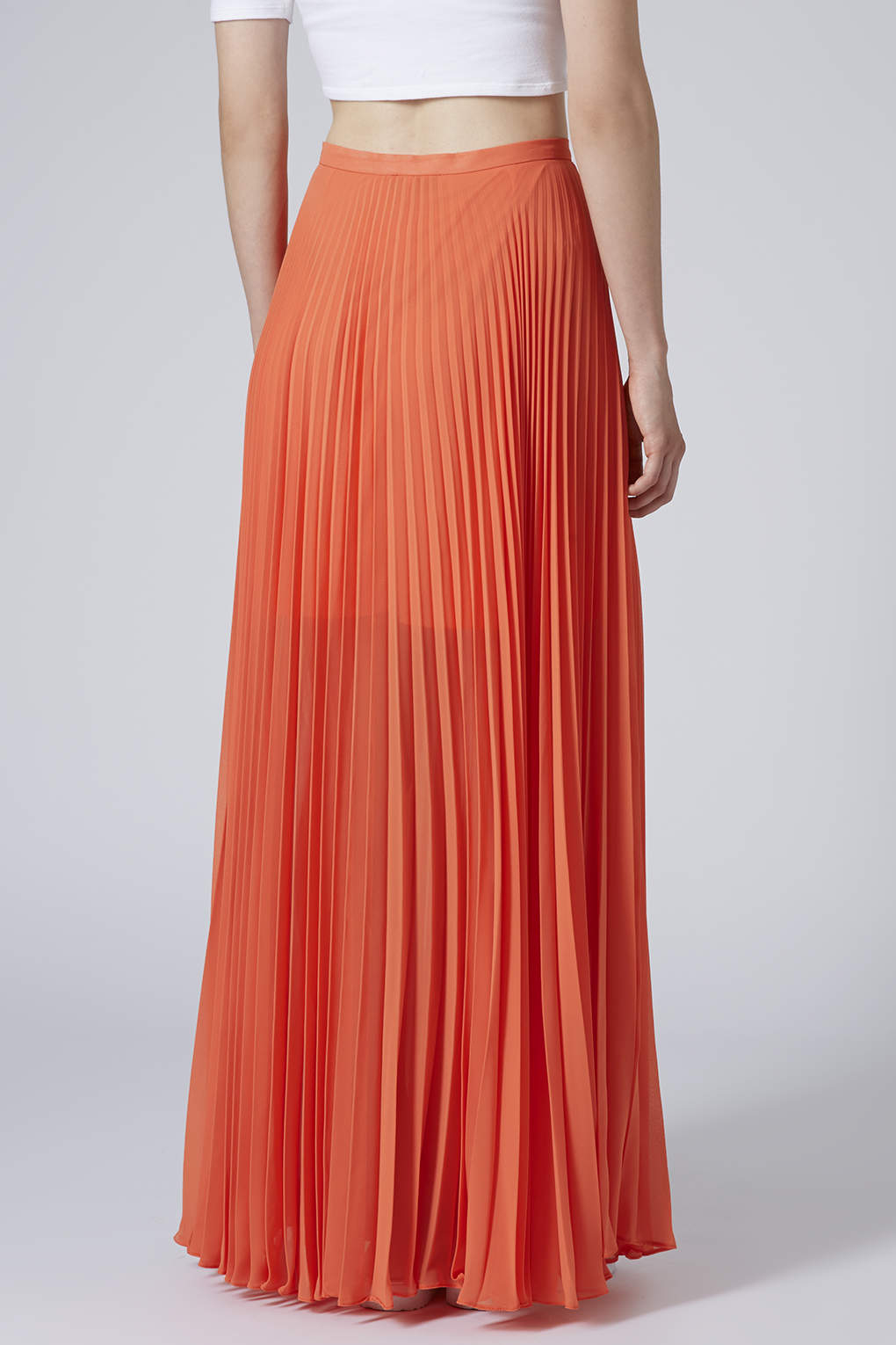 Lyst - Topshop Full Pleat Maxi Skirt in Orange