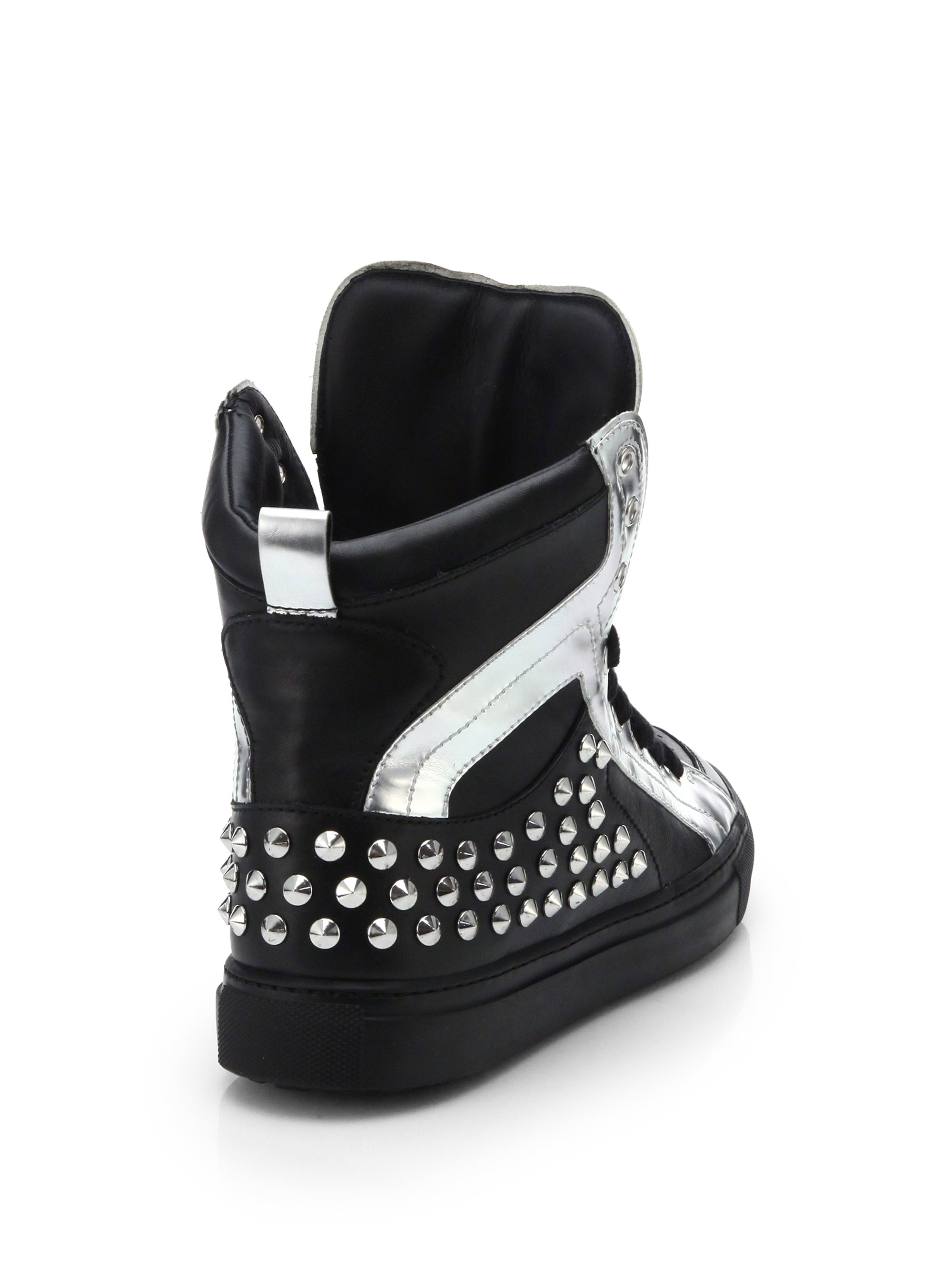 DSquared² Studded Leather High-top Sneakers in Black for Men | Lyst