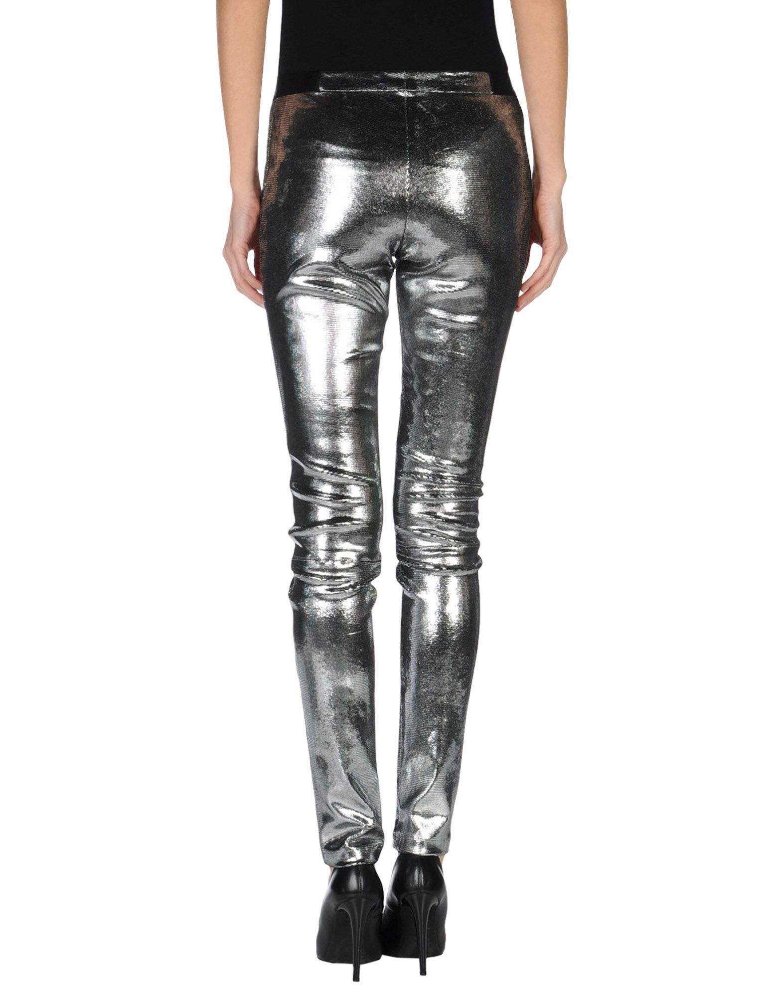 Alice + olivia Leather Pants in Silver | Lyst