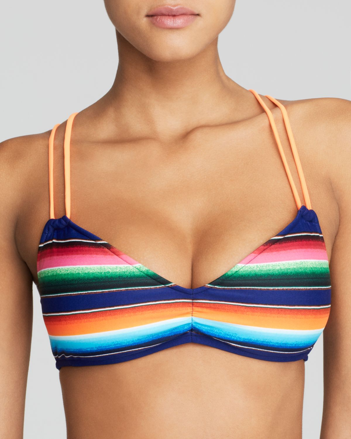 Ralph Lauren Polo Serape Stripe Double Strap Bikini Top in Blue | Lyst