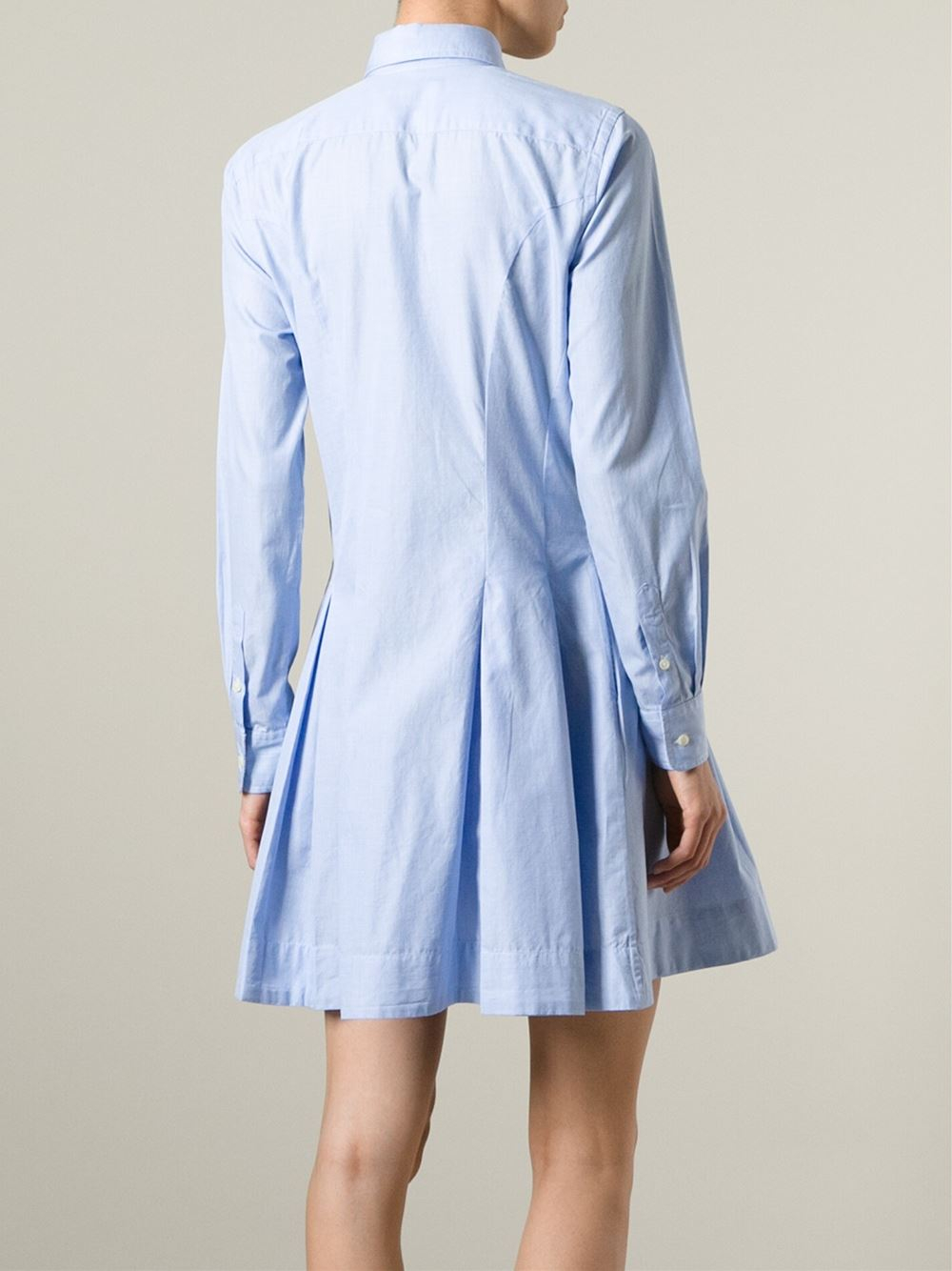 Polo Ralph Lauren Flared Shirt Dress in Blue | Lyst
