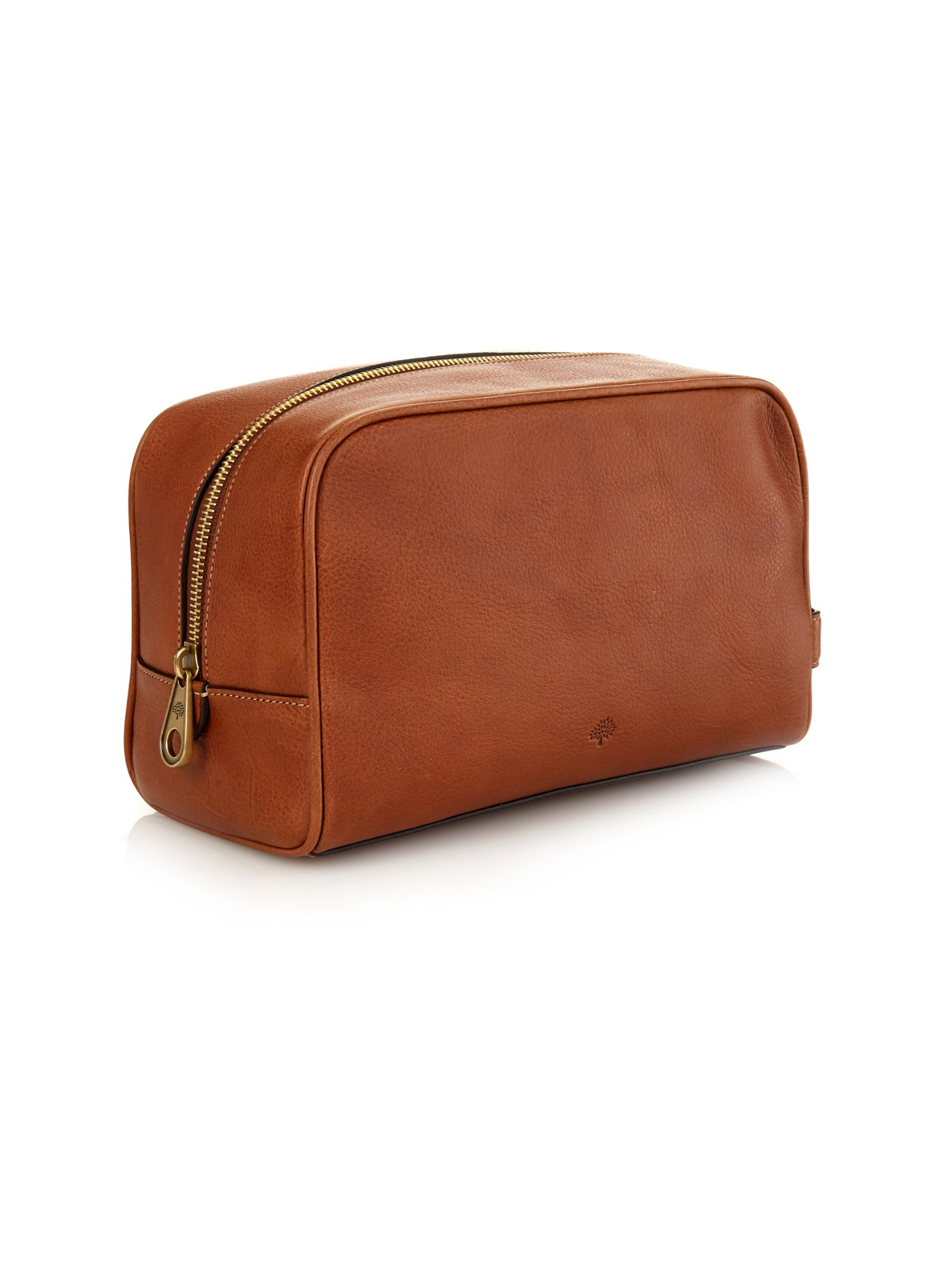 Mulberry Brown Grained Leather Washbag For Men