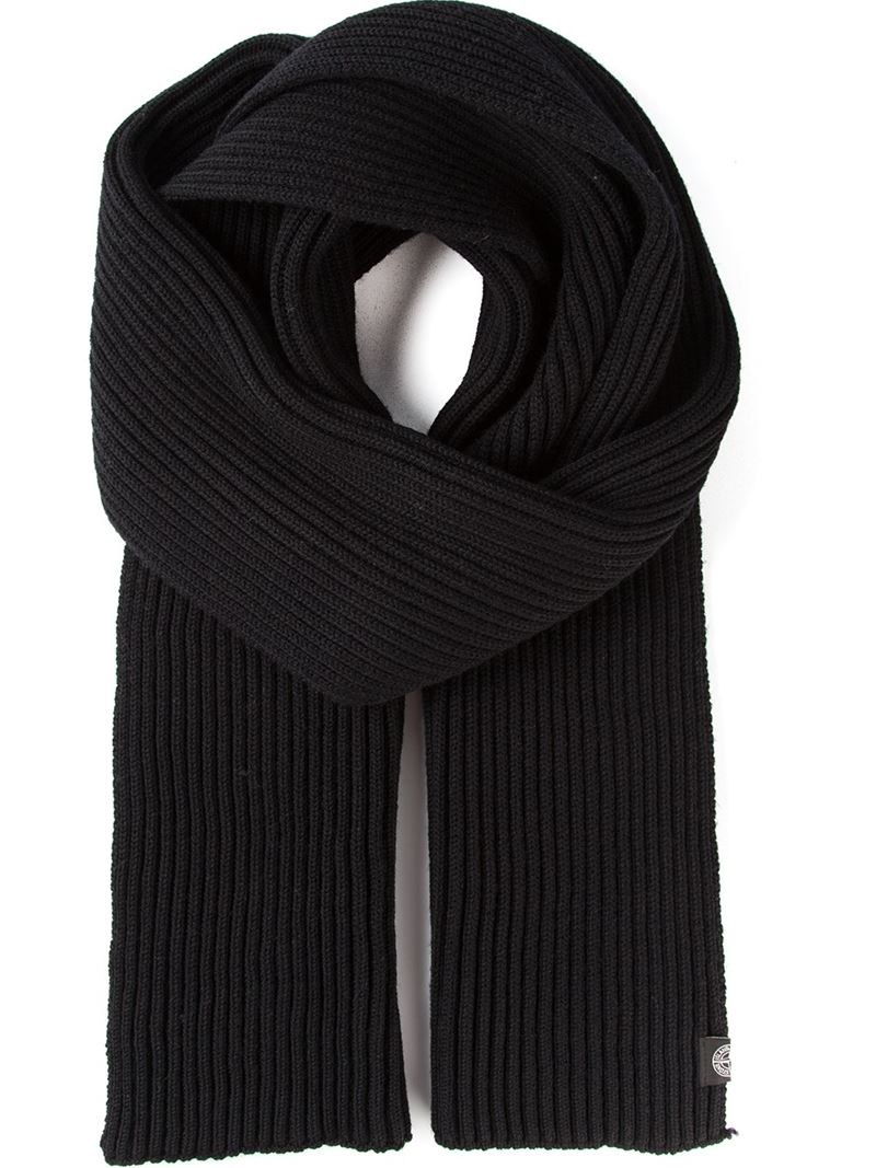 Stone Island Ribbed Scarf in Black for Men Lyst