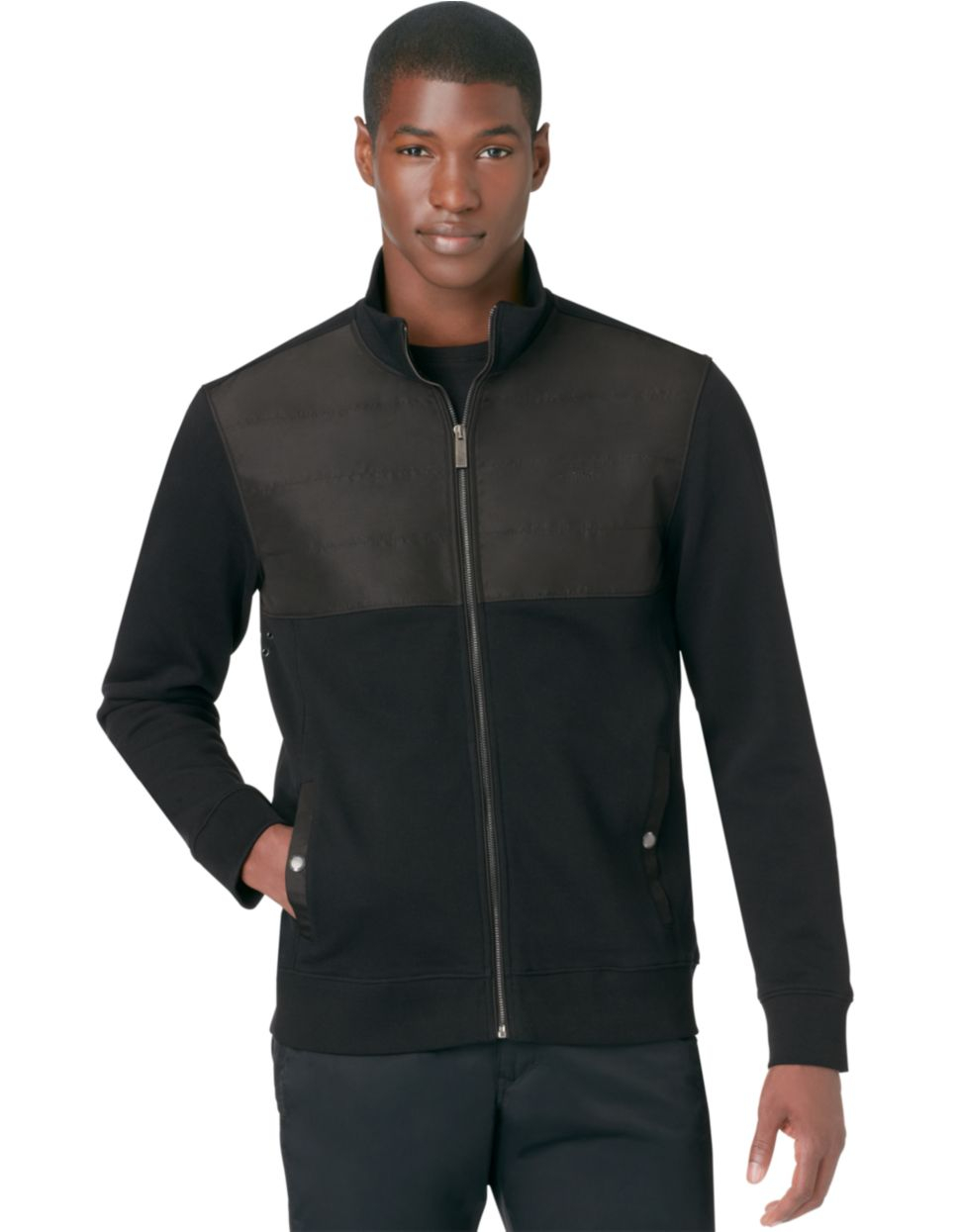 Calvin Klein Solid Full Zip Pique Fleece Jacket in Black for Men | Lyst