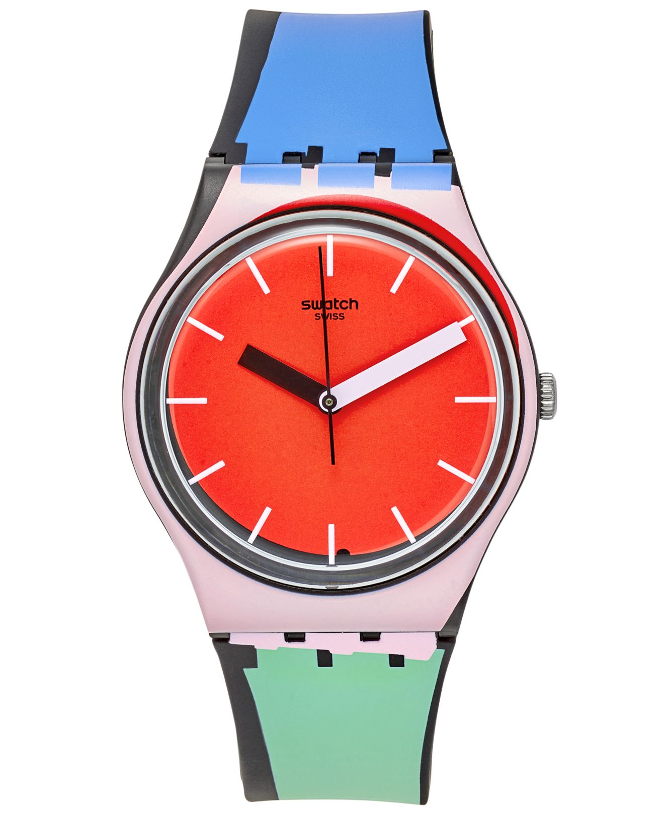 Swatch Unisex Swiss Sport Mixer Multicolor Silicone Strap Watch 34mm
