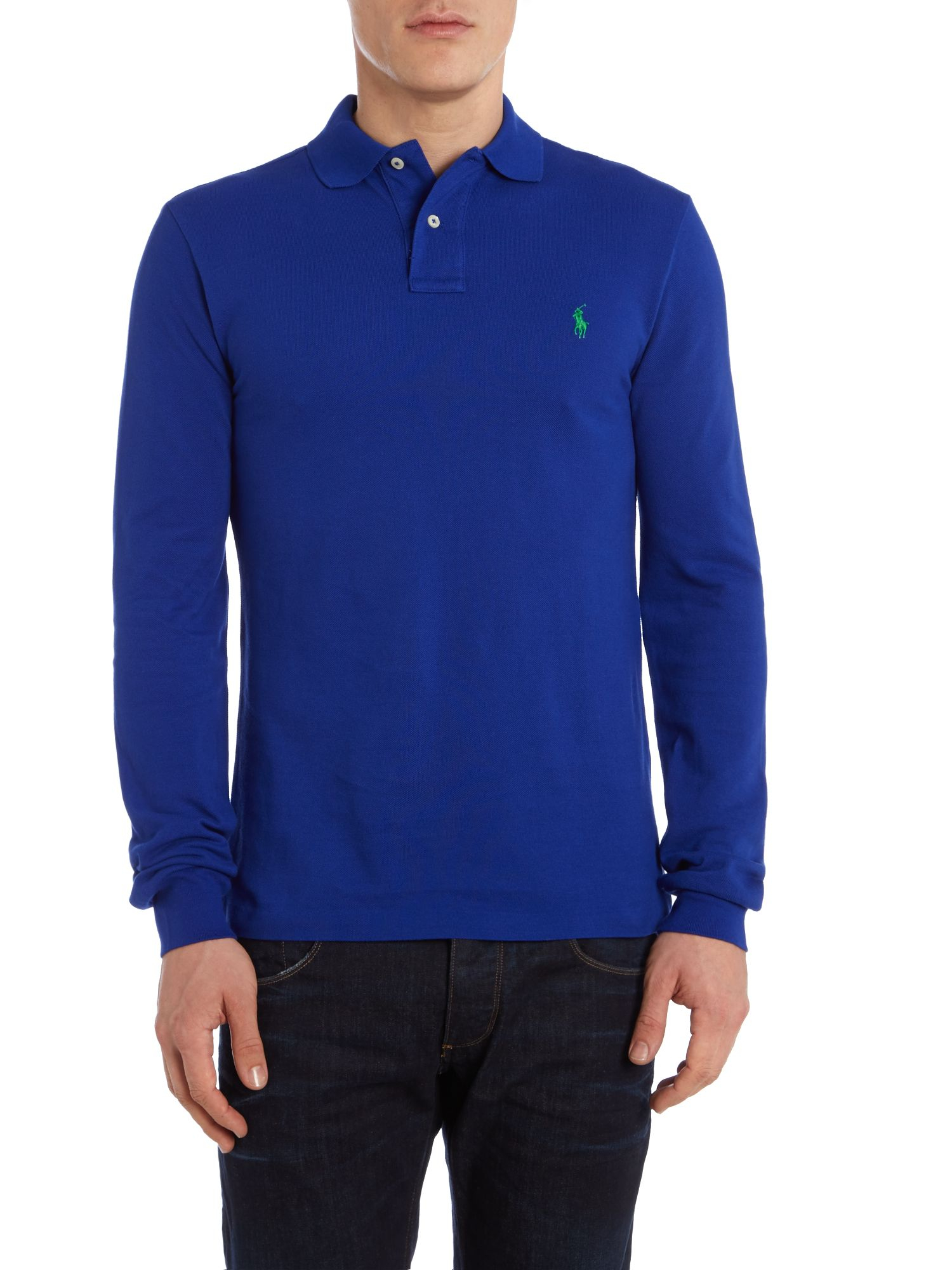 Polo ralph lauren Slim Fit Long Sleeve Mesh Polo Shirt in Blue for Men ...