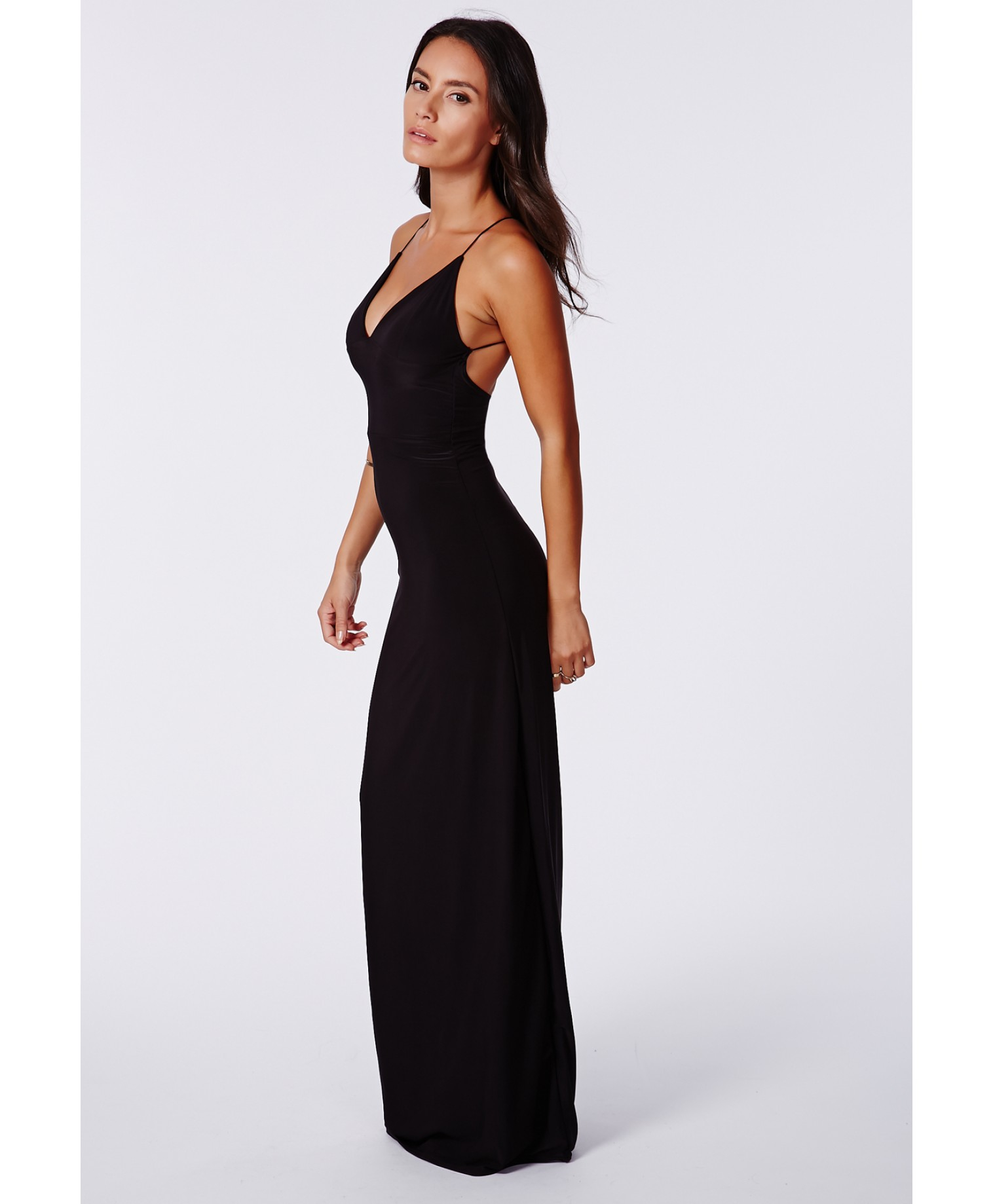 long black strappy maxi dress