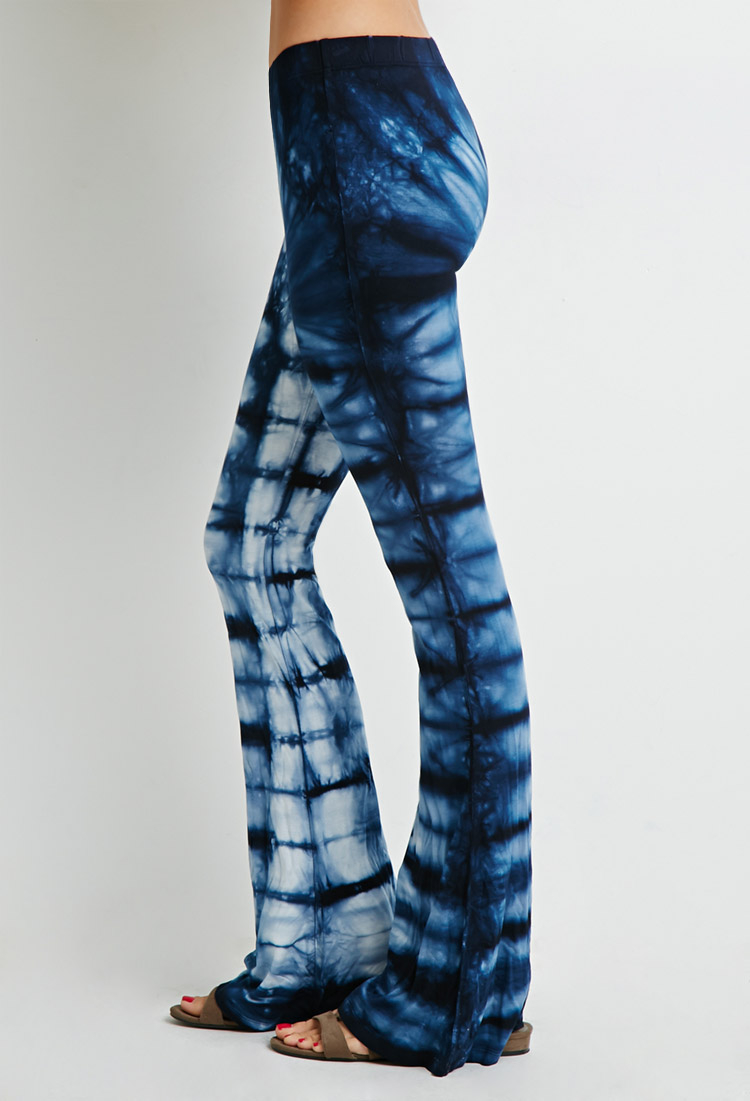 blue tie dye flare pants