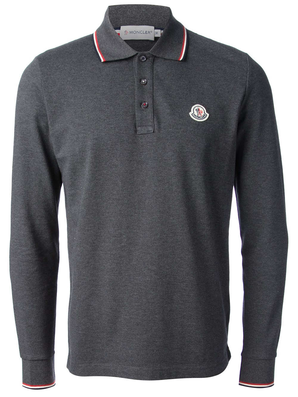 Moncler Long Sleeved Polo Shirt in Grey (Gray) for Men - Lyst