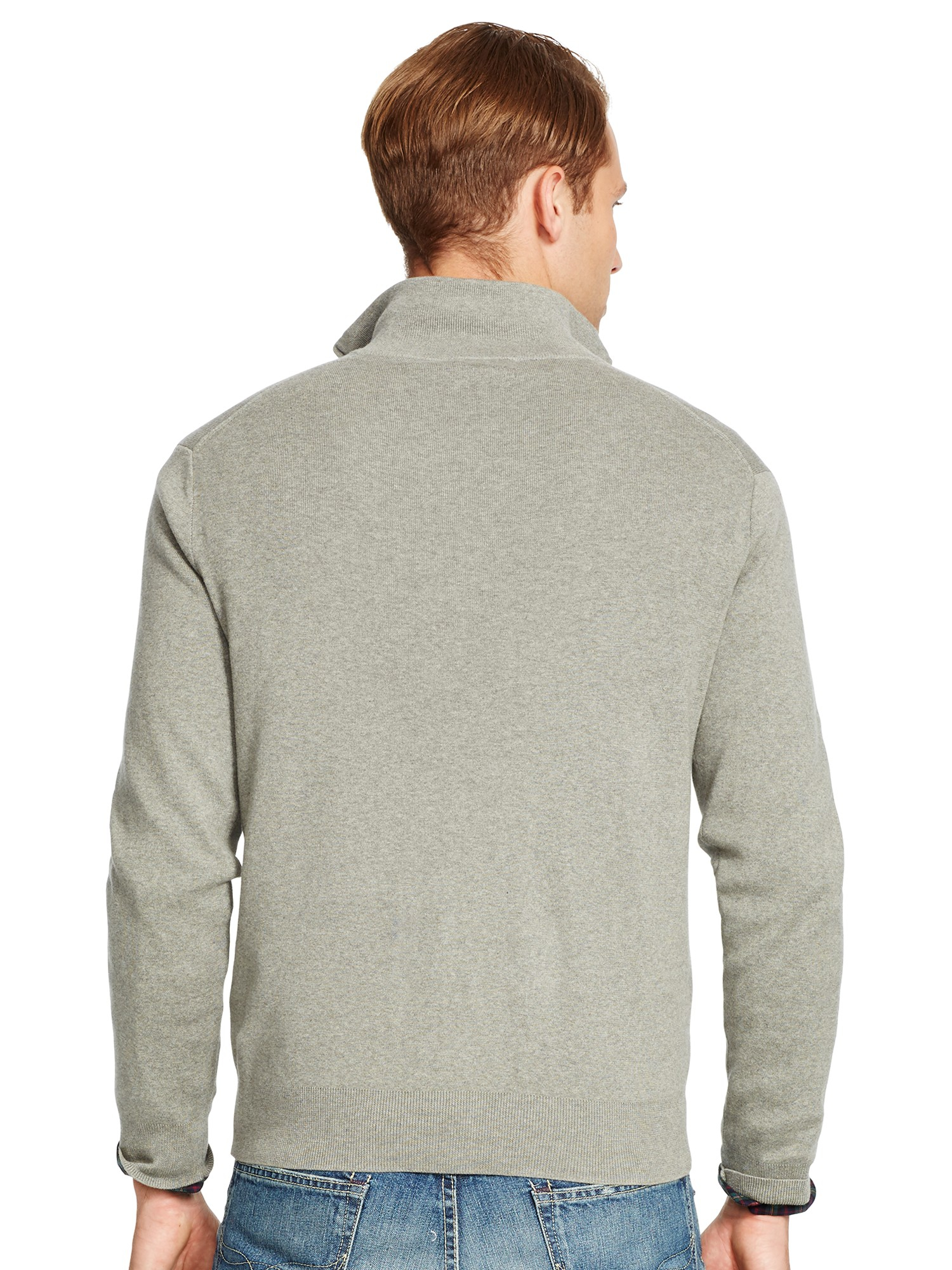 Polo Ralph Lauren Half Zip Mockneck Jumper in Grey for Men - Lyst