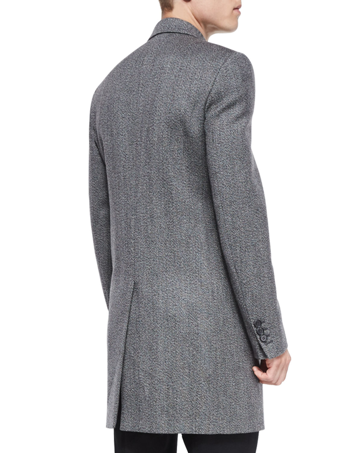 herringbone wool cashmere blend trench coat