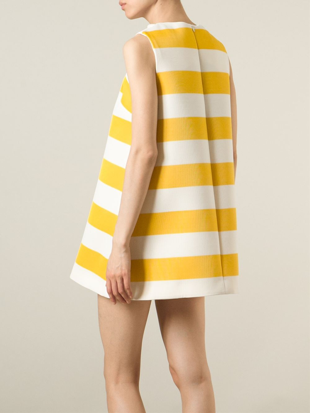 Jacquemus Striped A-Line Dress in White ...