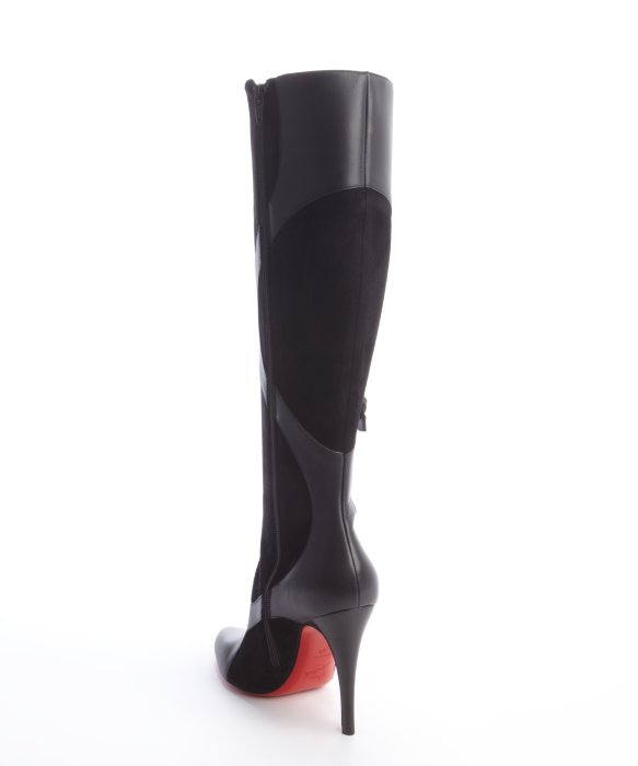 christian louboutin knee-high boots Black leather stiletto heels ...