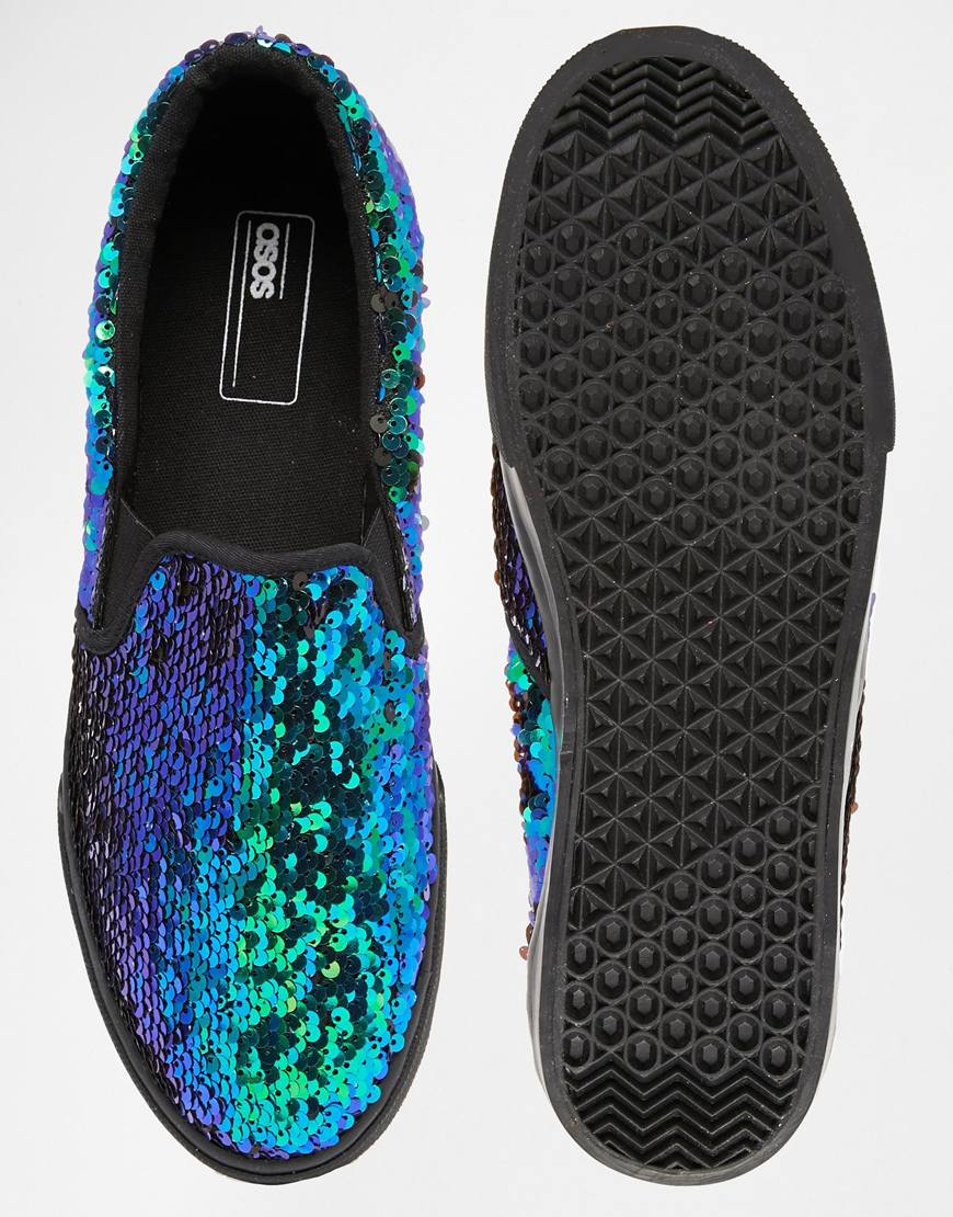 Sequin slip on shoes