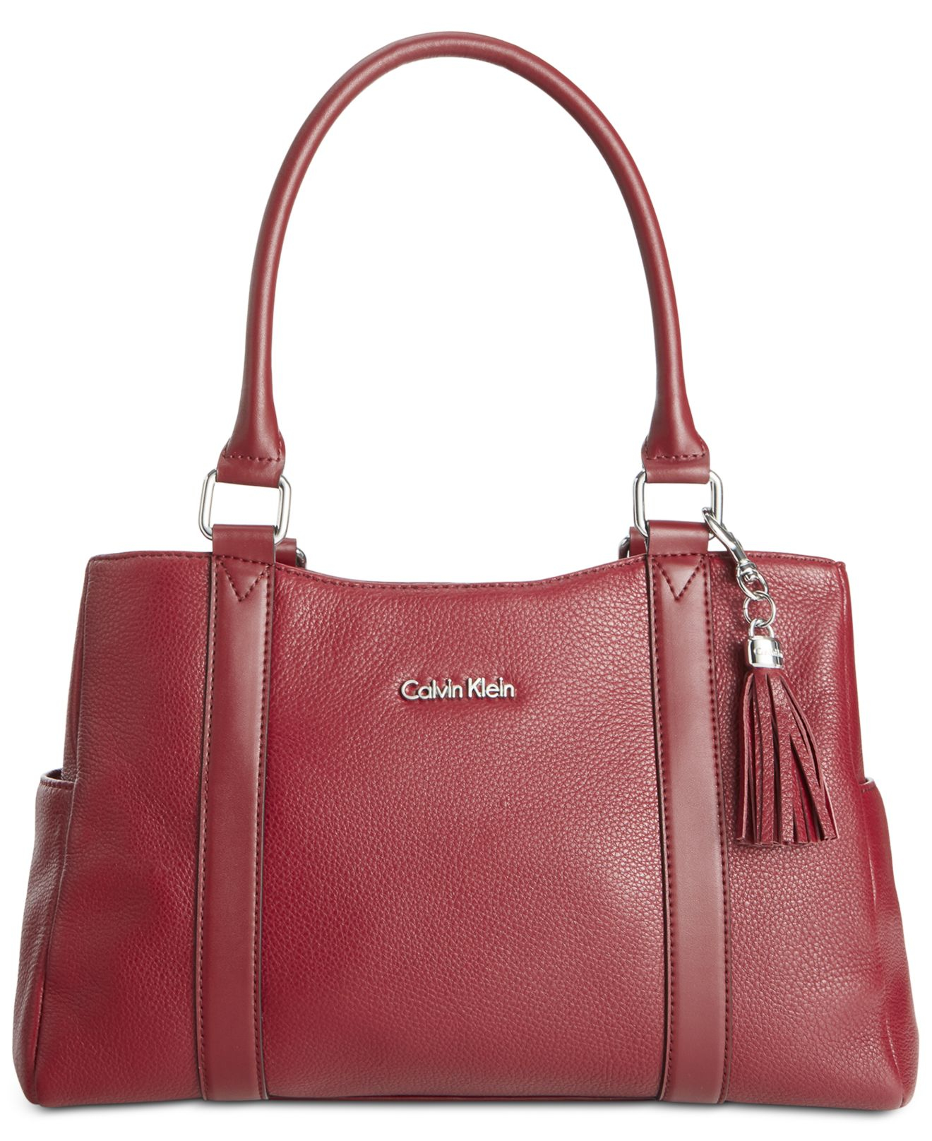 Lyst Calvin Klein Modena Pebble Satchel in Red