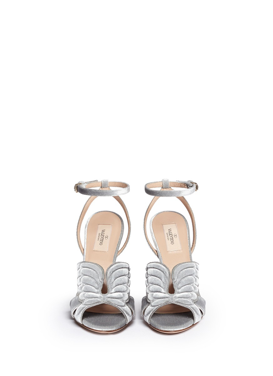 Valentino 'angelicouture' Angel Wing Velvet Sandals in Silver (Metallic) -  Lyst