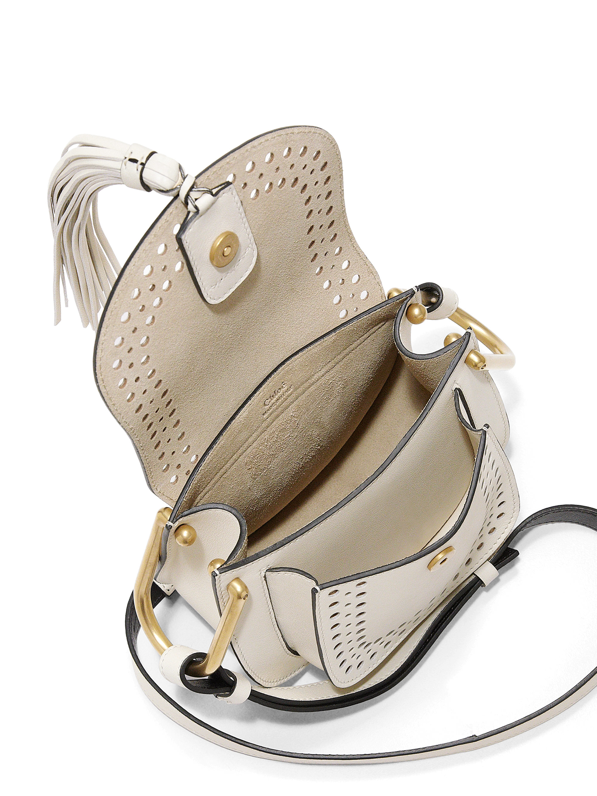 Chlo¨¦ Hudson Perforated Leather Mini Saddle Bag in White - Save 30 ... Chlo¨¦ Hudson Perforated Leather Mini Saddle Bag in White - Save 30 ...