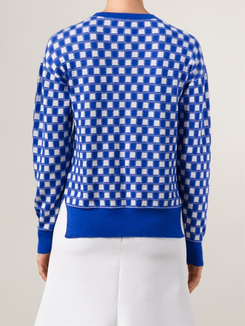 Novis Square Pattern Intarsia Knit Sweater in Blue Lyst