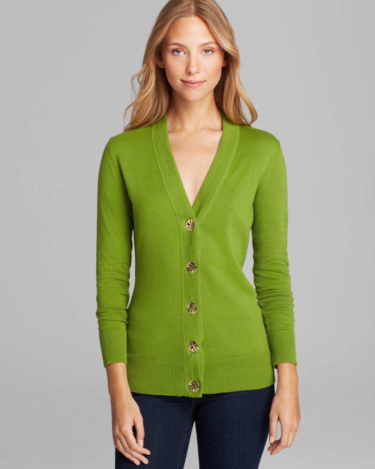 tory burch green cardigan