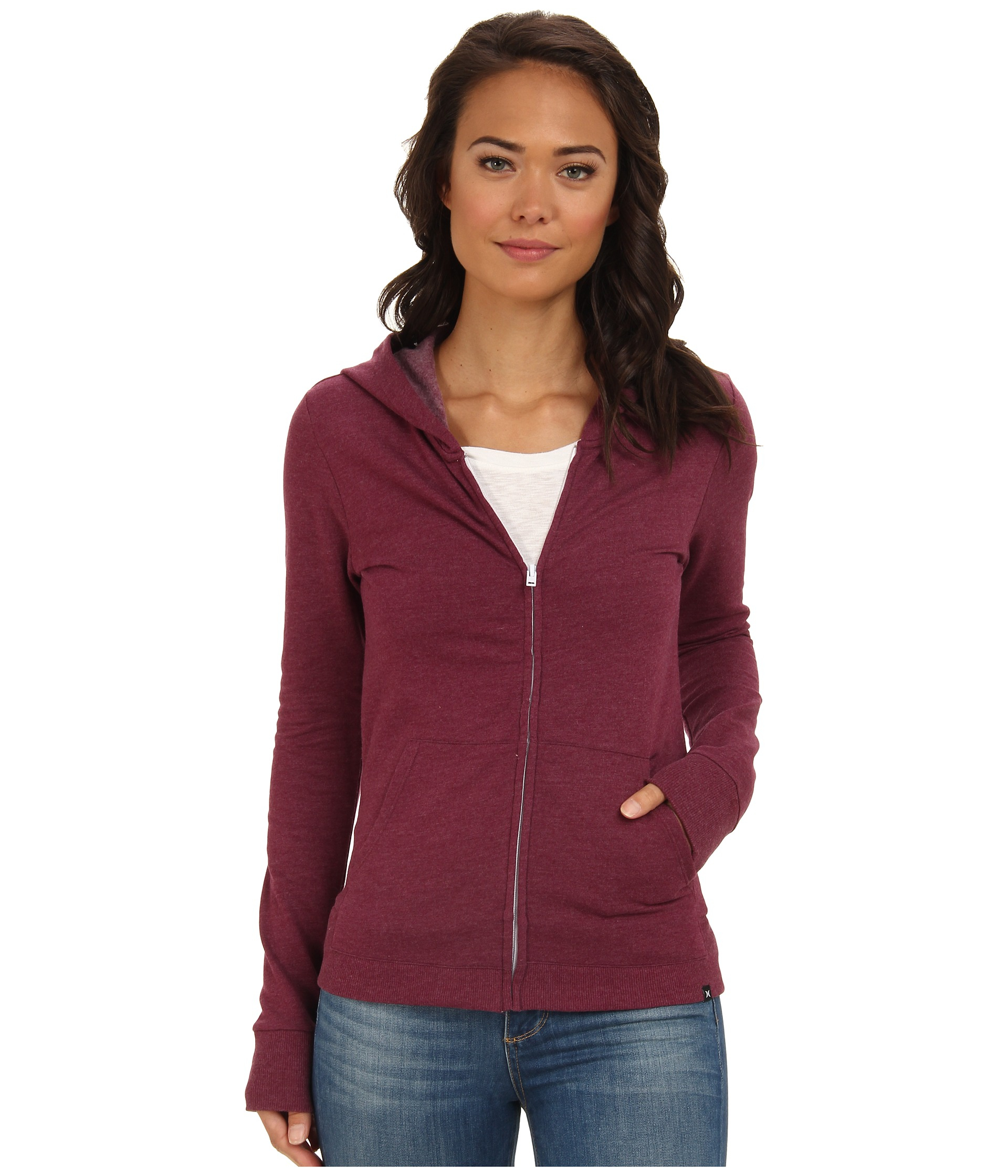 Hurley Solid Slim Fleece Zip Hoodie in Purple (Heather Deep Garnet) | Lyst
