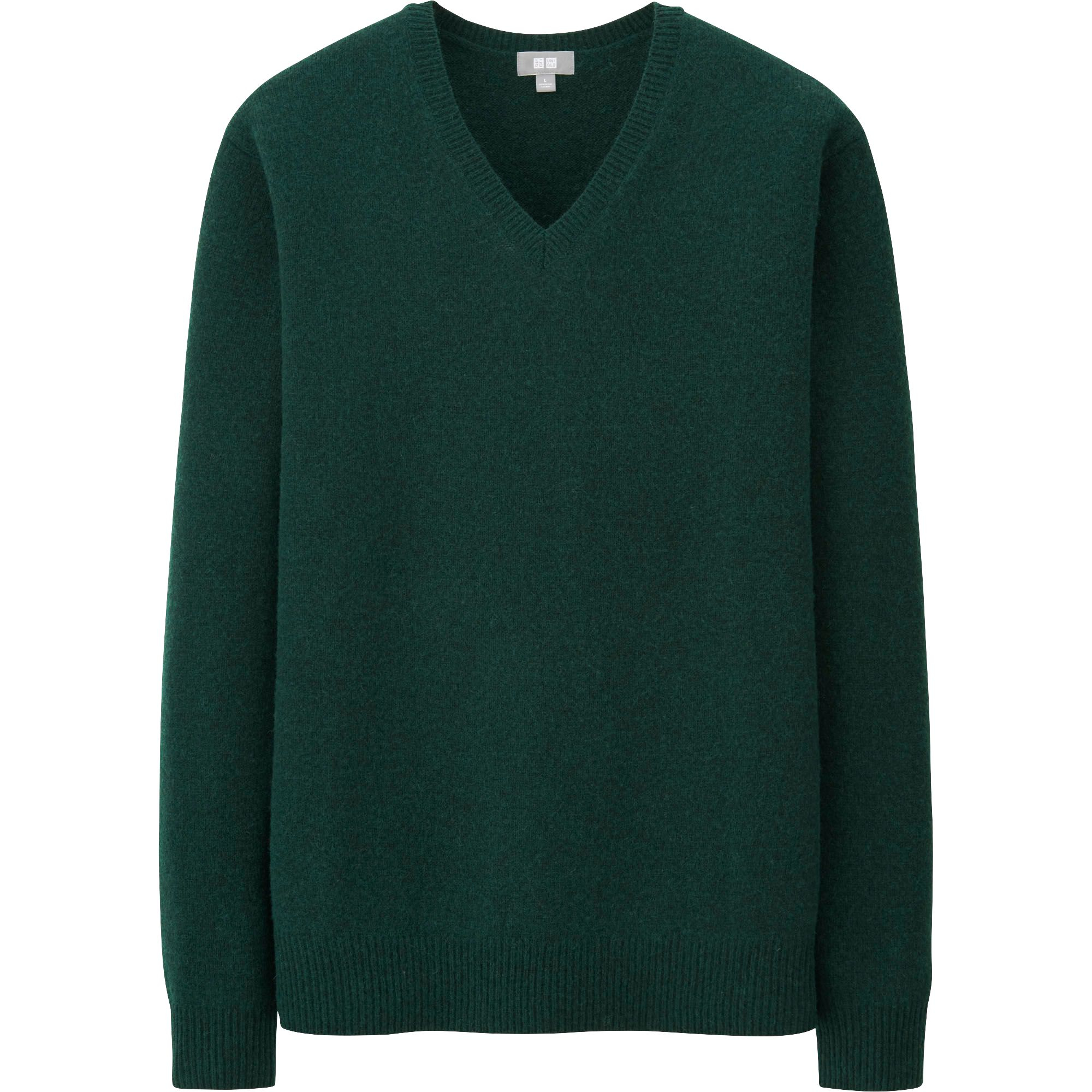 Uniqlo Lambswool Blend V-Neck Sweater in Green for Men (DARK GREEN) | Lyst