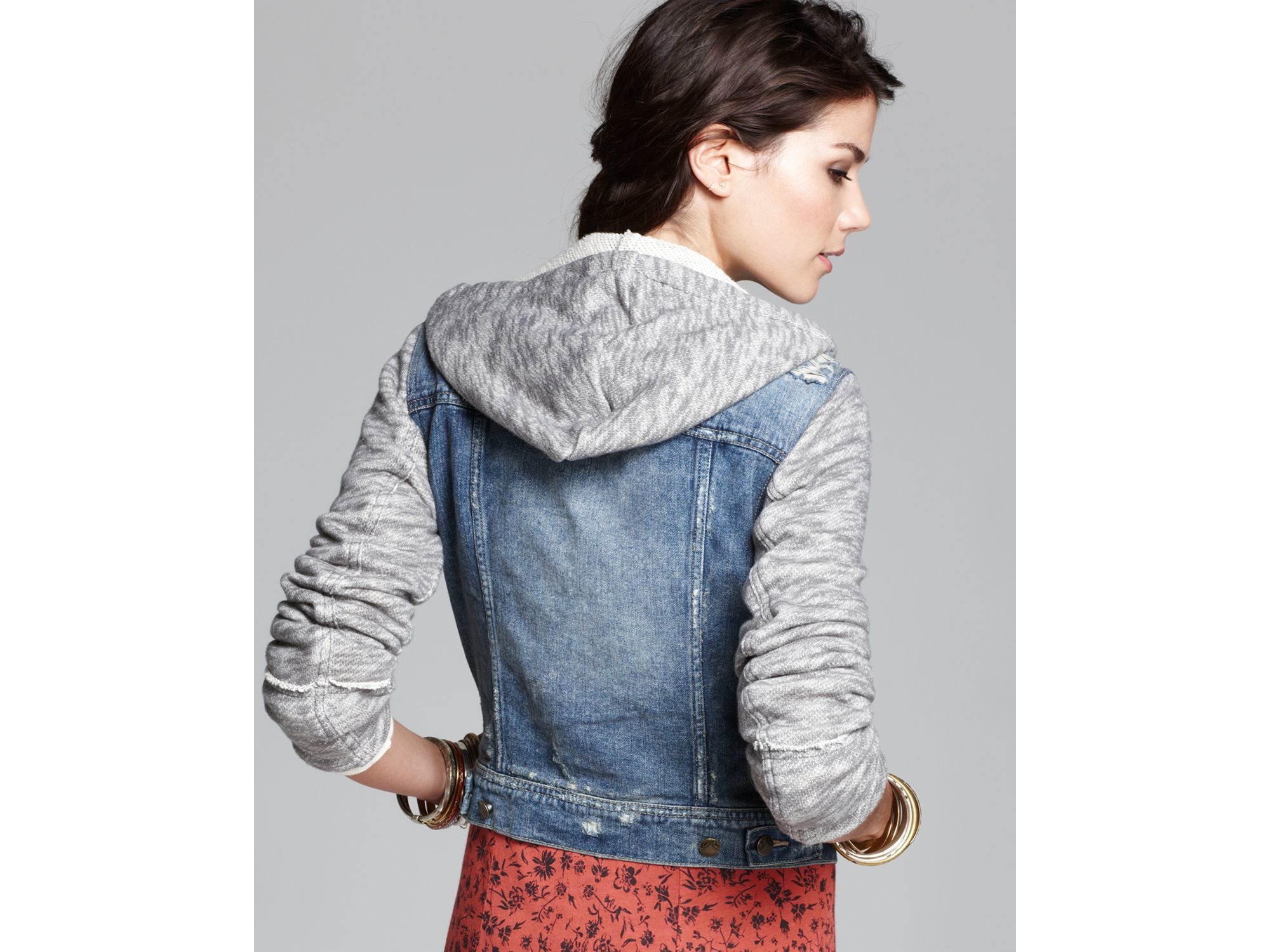 free people knit hooded denim jacket