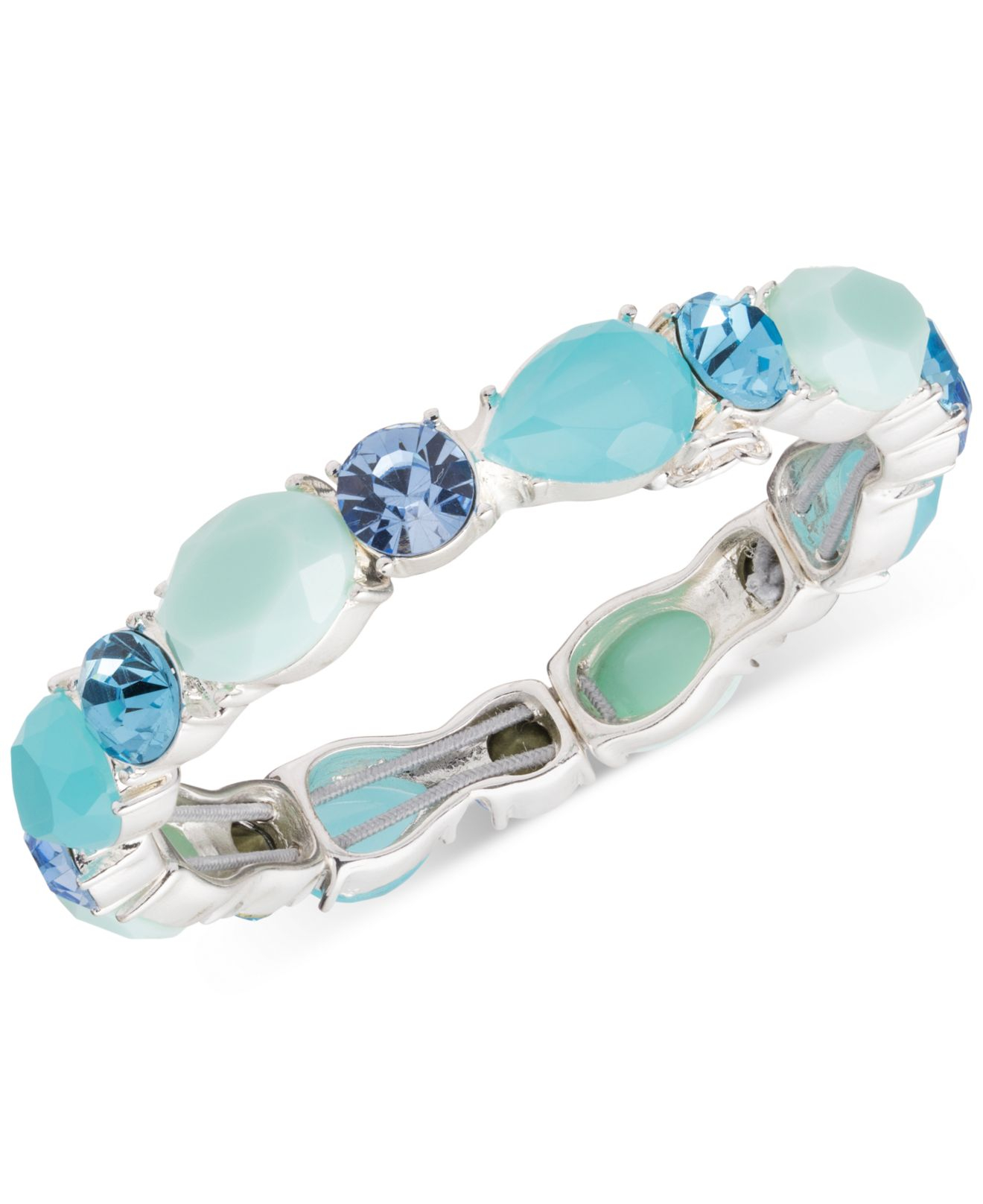 Nine West Silver-Tone Blue Bead And Crystal Stretch Bracelet in Blue ...
