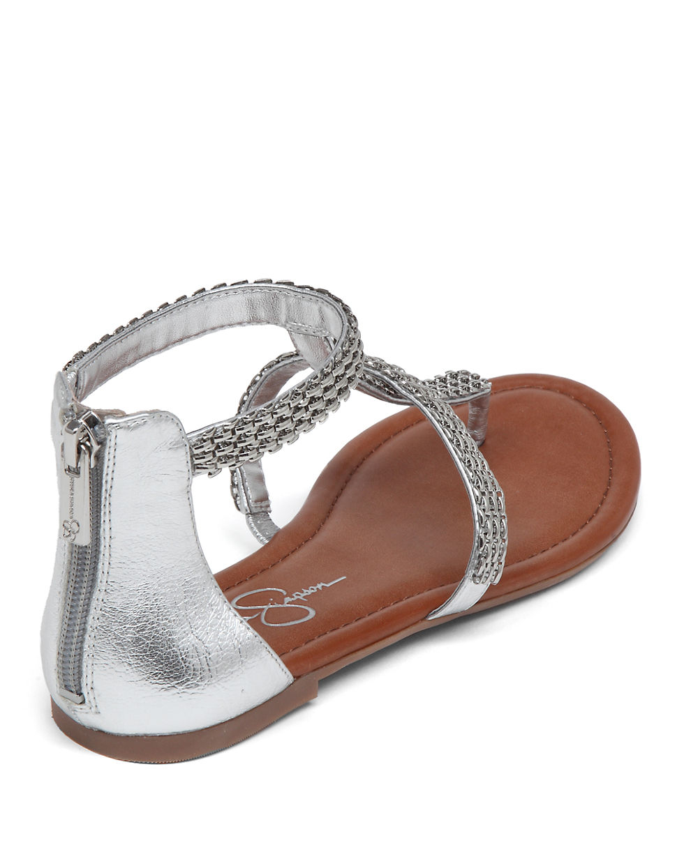 Jessica simpson Ravenna Synthetic And Metal Thong Sandals in Metallic ...