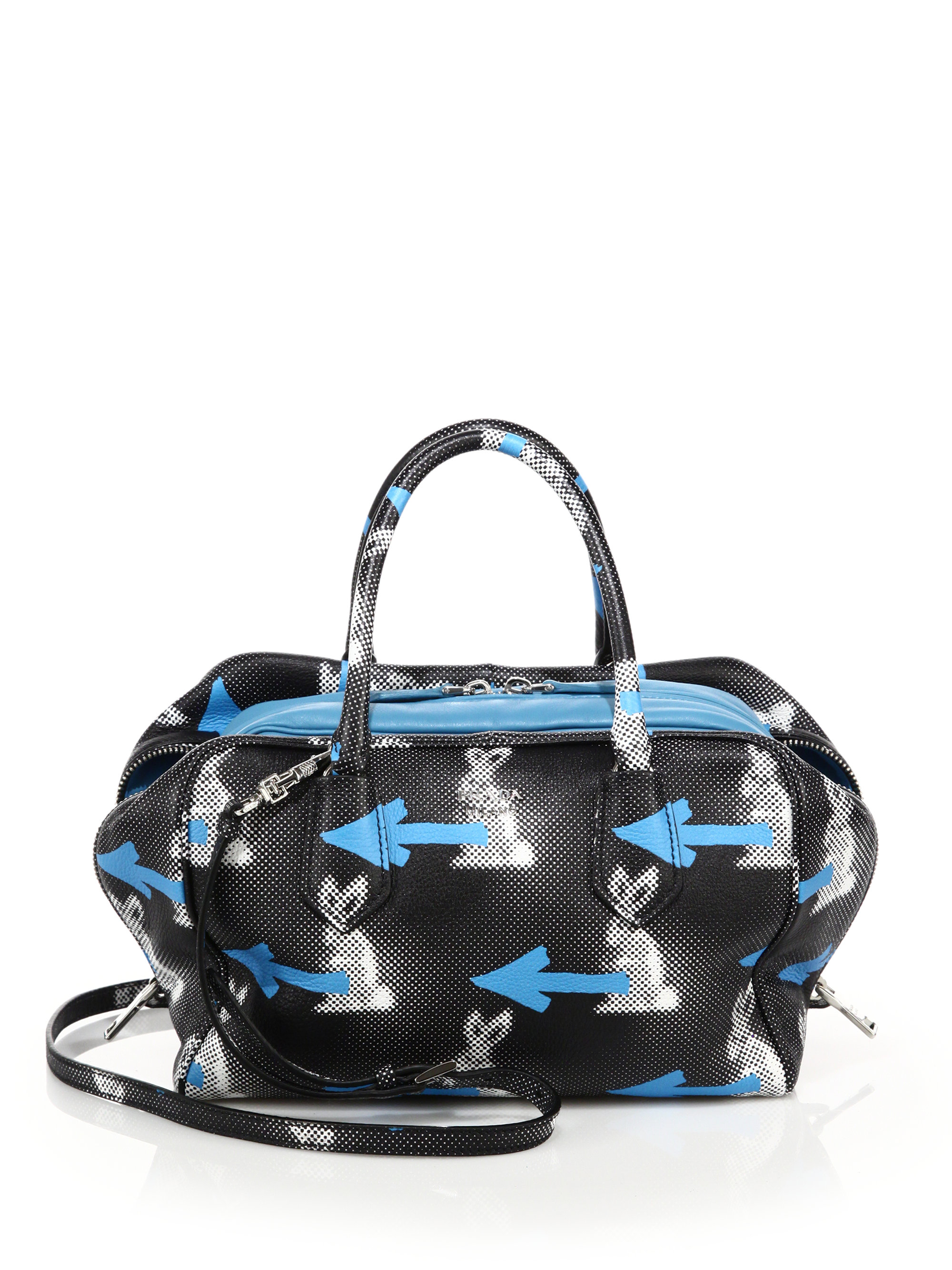 Prada Rabbit-print Leather Inside Bag in Blue - Lyst