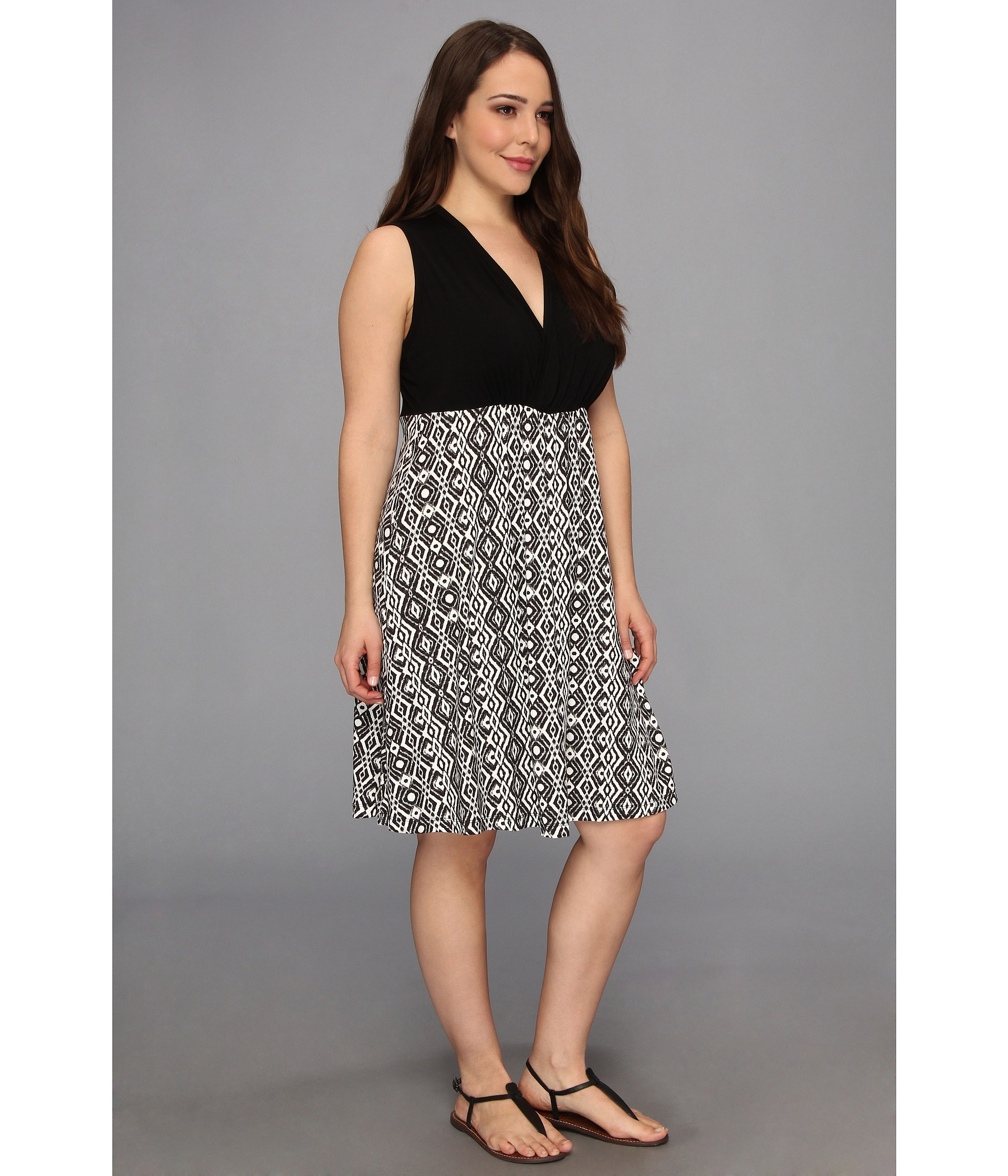 Karen kane plus Plus Size Wrap Top Sleeveless Dress in Black (Print) | Lyst