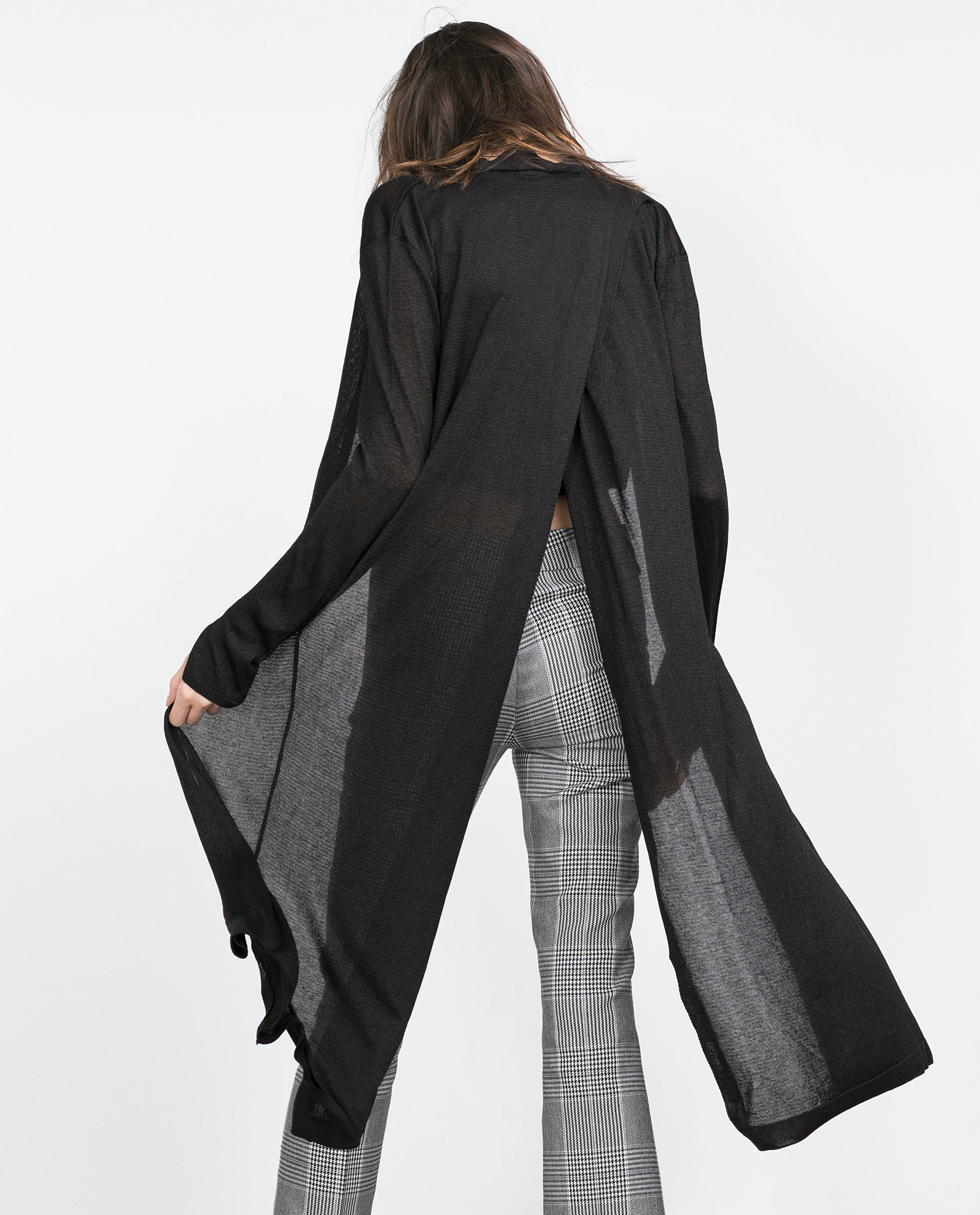 Zara Long Cardigan in Black Lyst