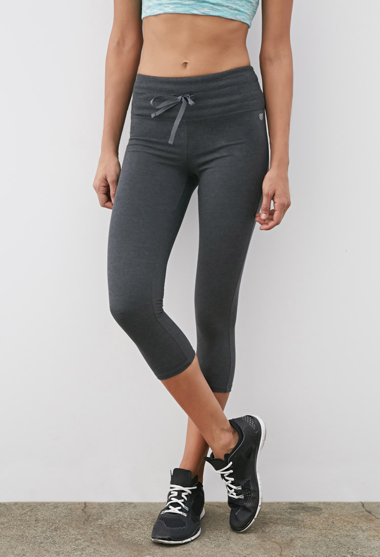 Grey Active Drawstring Waist Drawstring High Waist Leggings