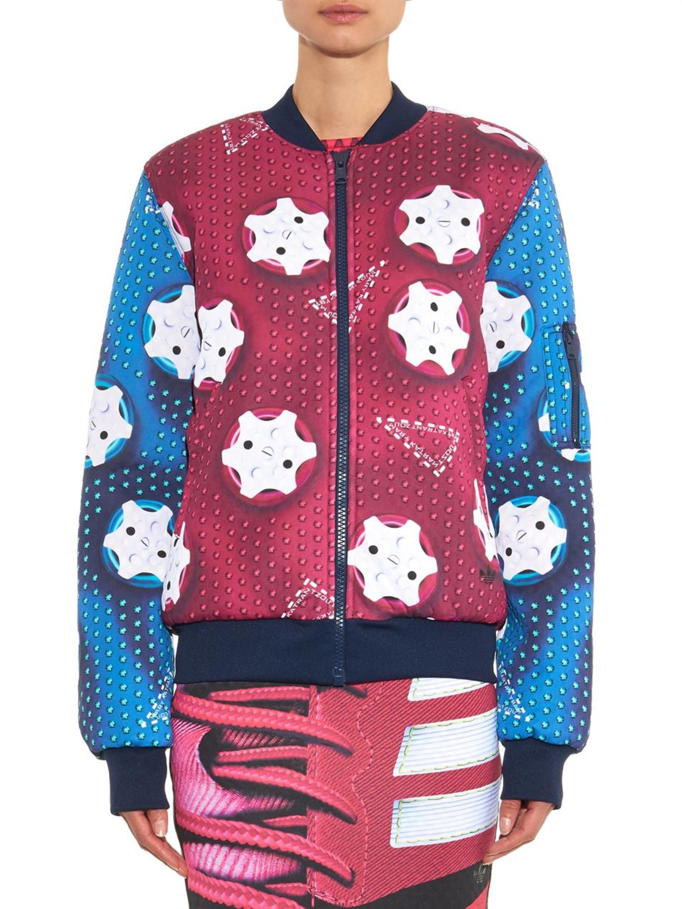adidas originals iconic winter jacket in black & pink