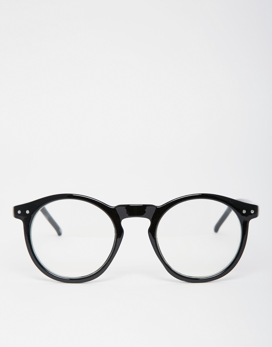 black rounded glasses