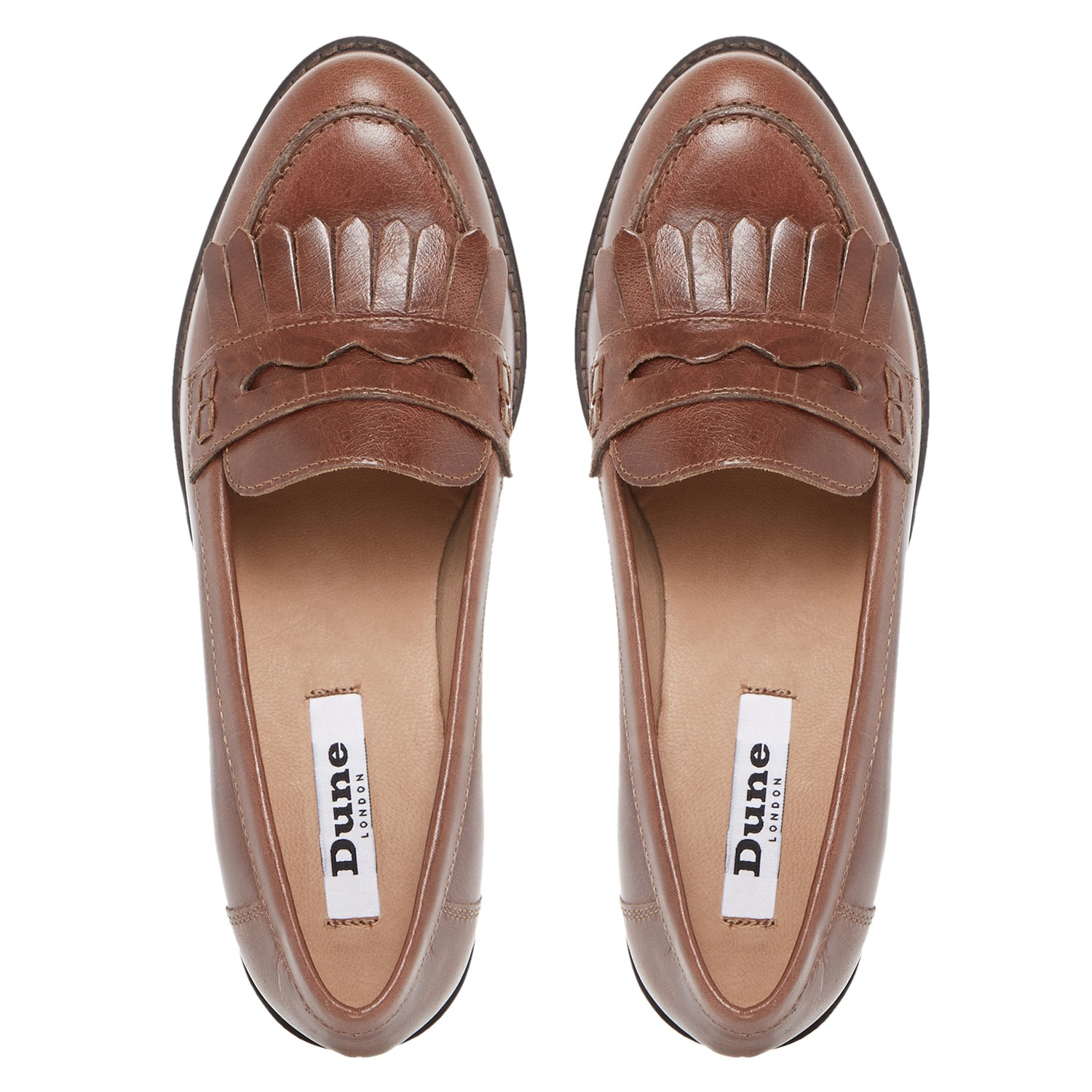 Dune Leather Block Heeled Loafers in Tan Leather (Brown) Lyst