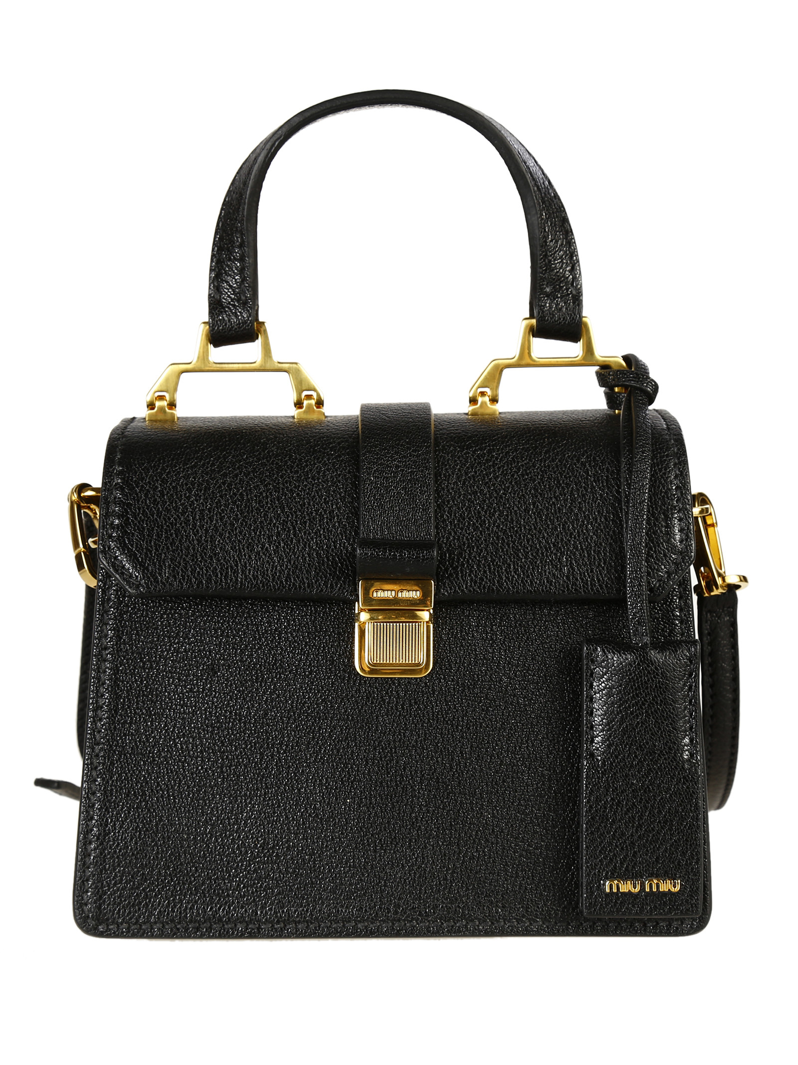 Miu miu Madras Textured Leather Shoulder Bag in Black Lyst