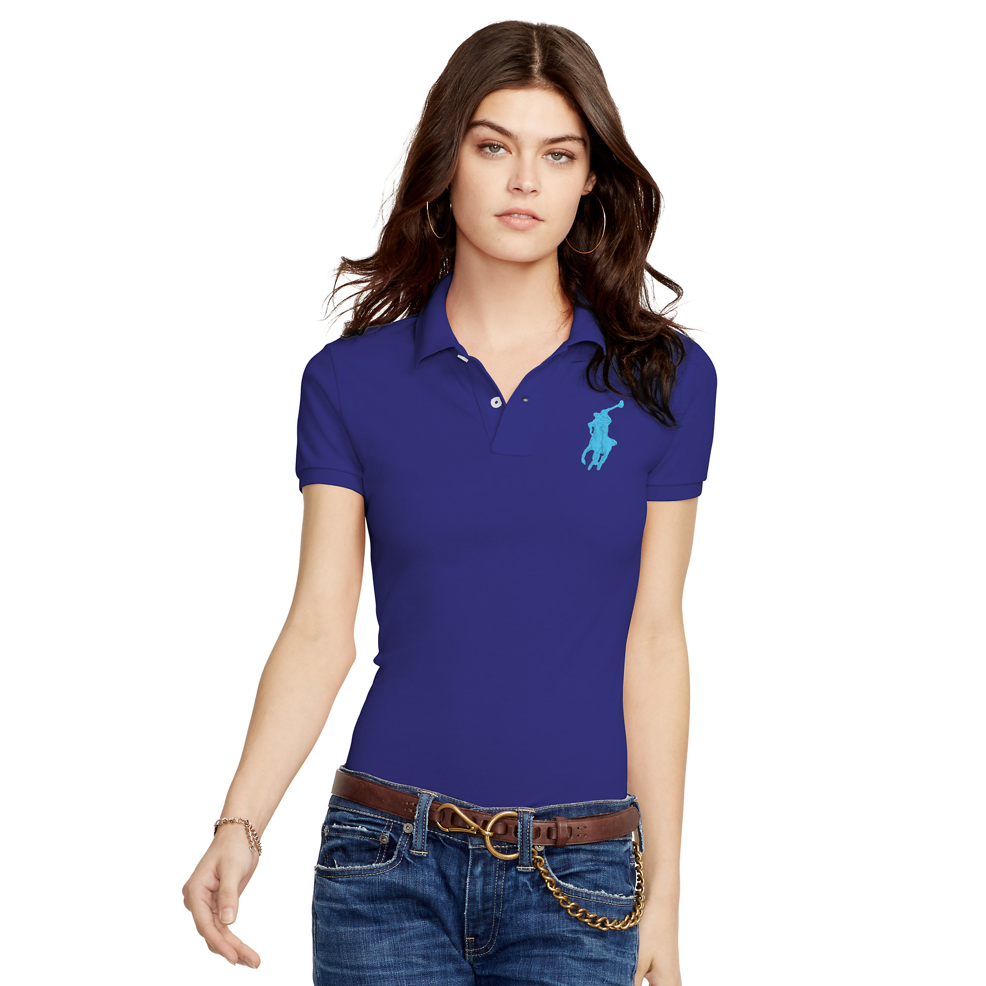Polo ralph lauren Skinnyfit Big Pony Polo Shirt in Blue (royal blue