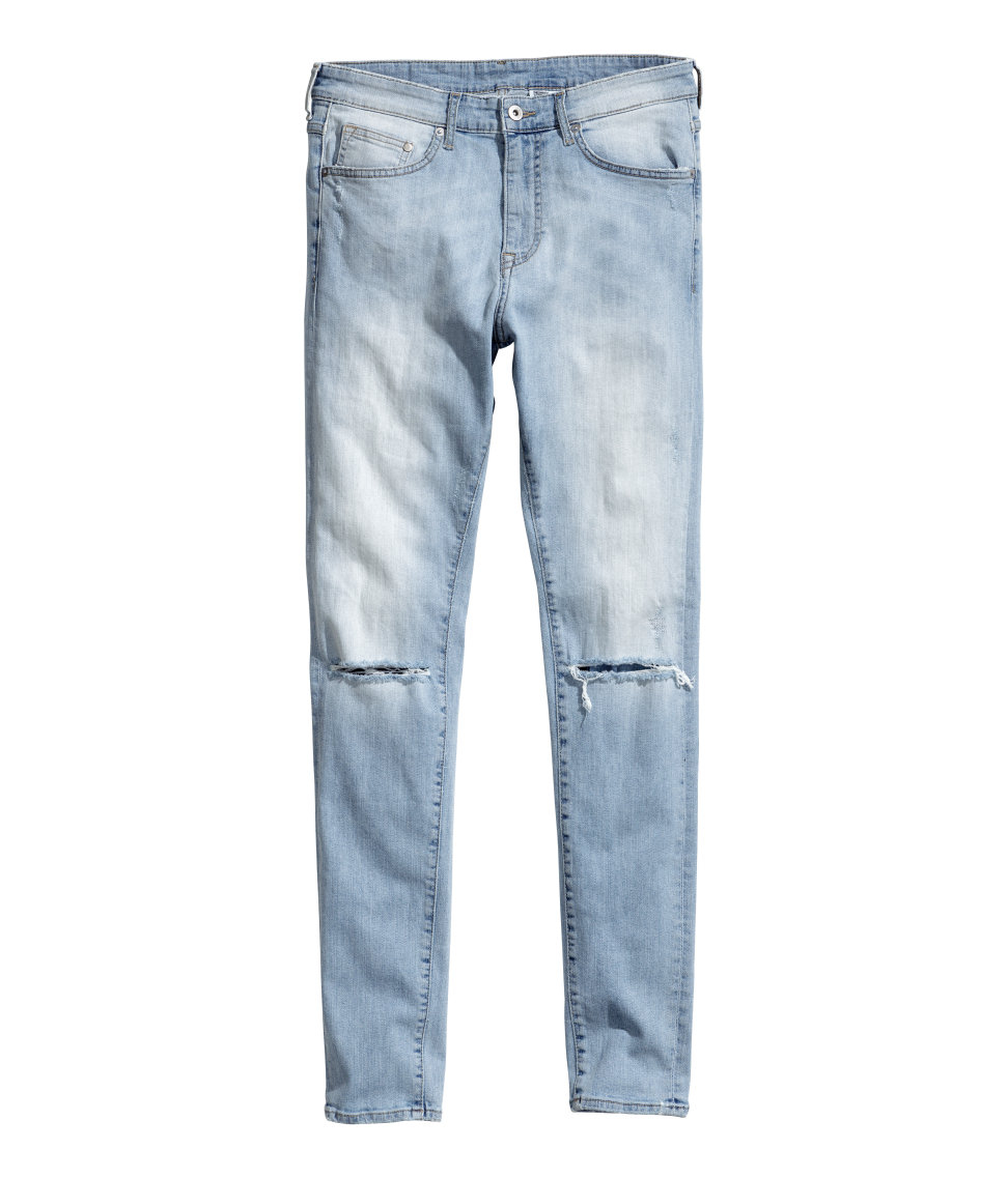 H&M Super Skinny Low Jeans in Light Denim Blue (Blue) for Men - Lyst
