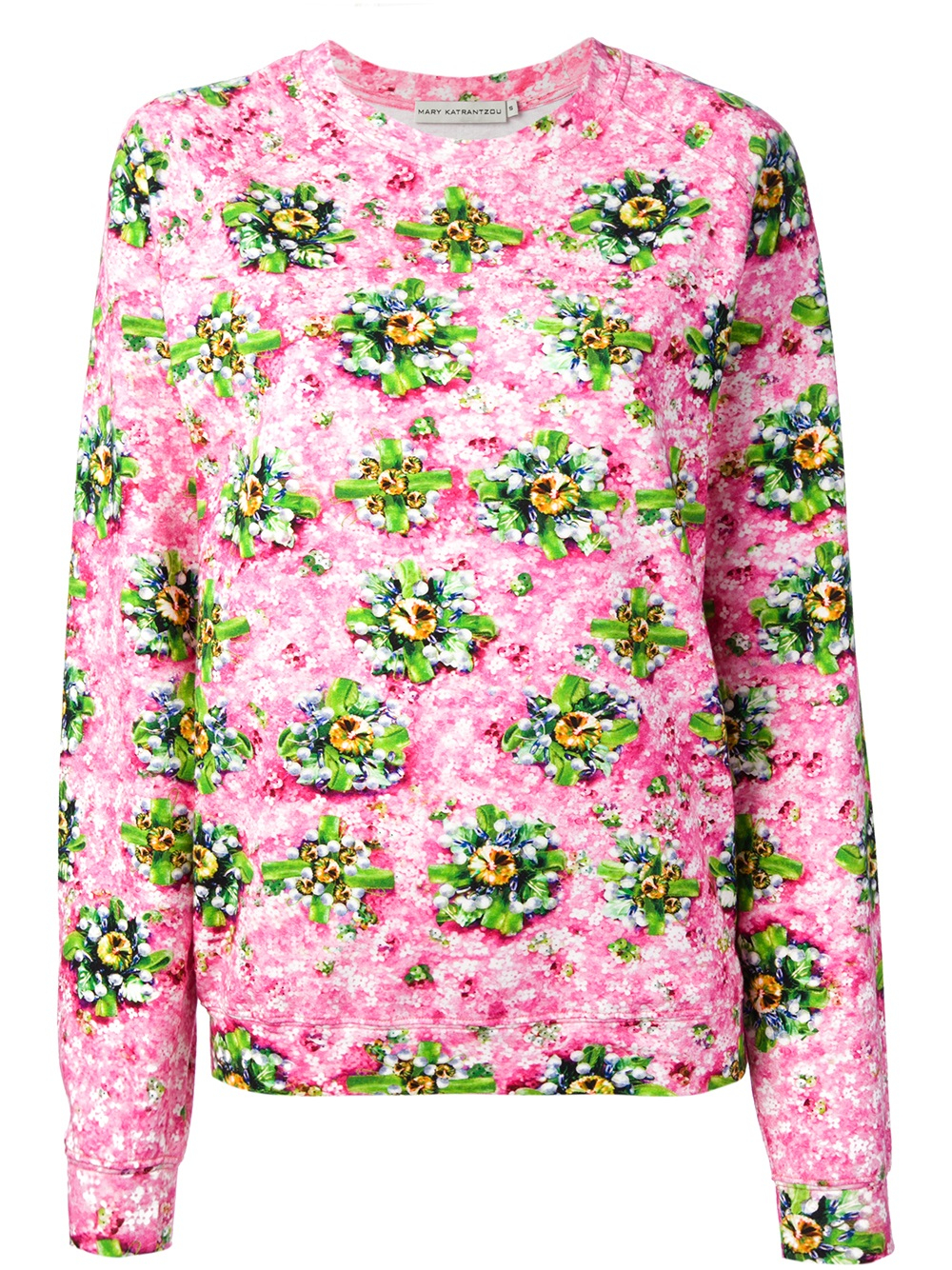 Lyst - Mary Katrantzou Flower Print Sweater in Green