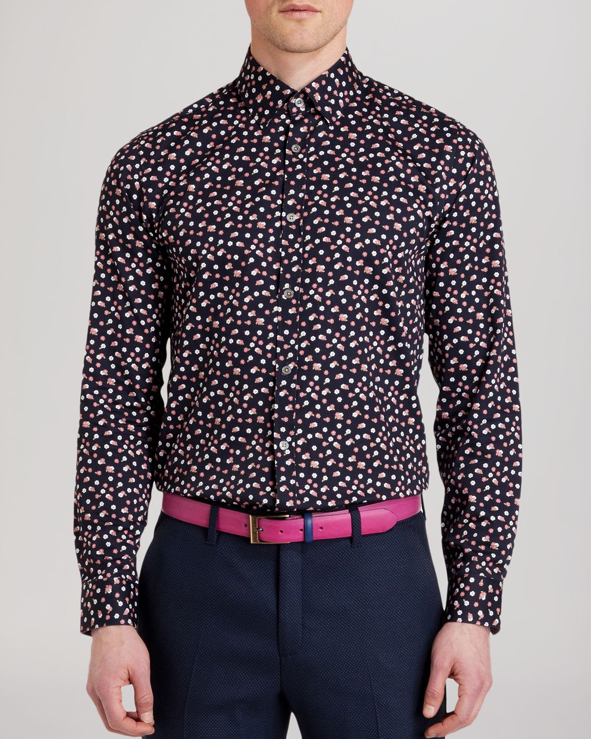 Ted Baker Exotiq Floral Print Shirt - Classic Fit in Navy (Blue) for ...