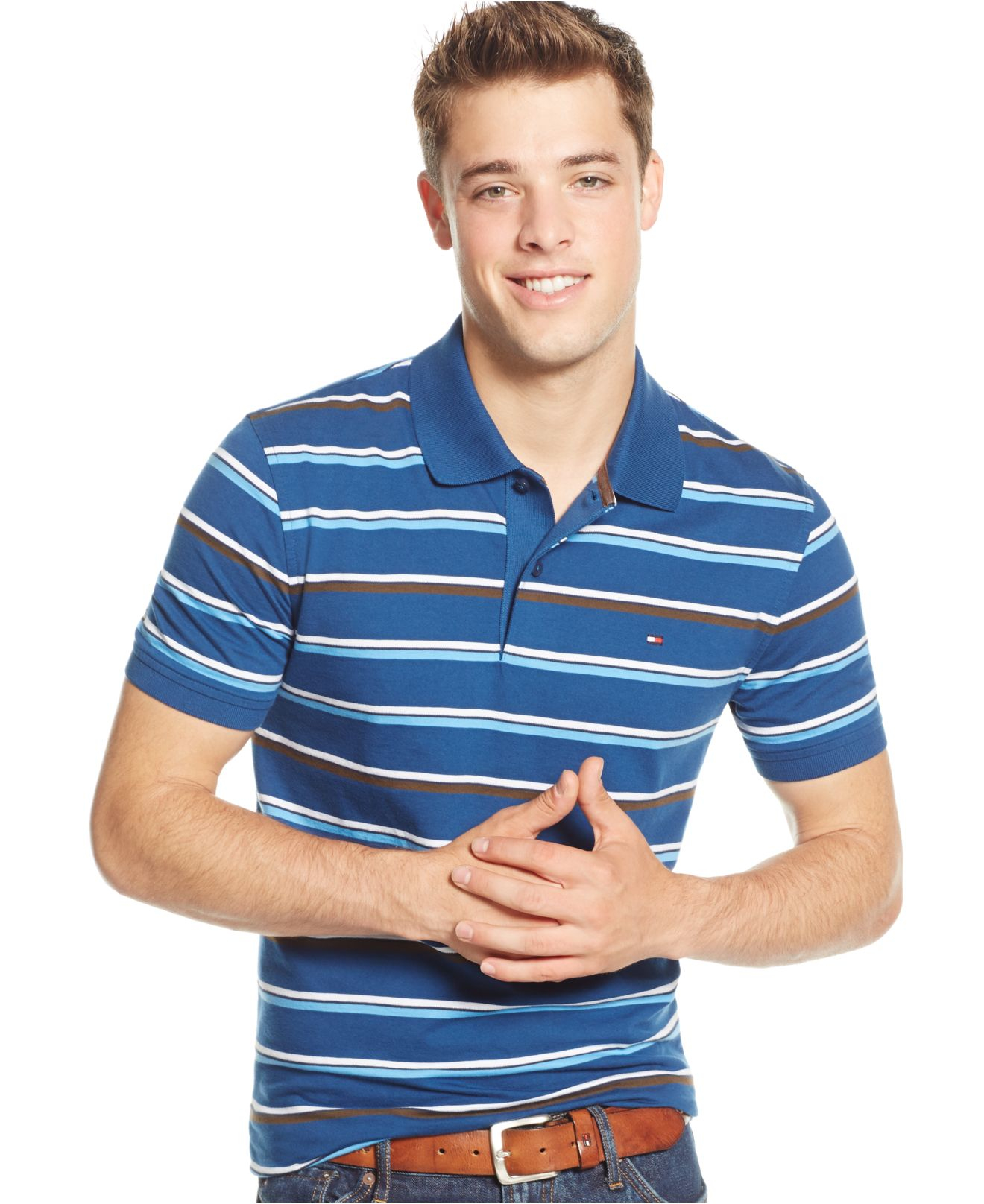 Tommy hilfiger Striped Polo Shirt in Blue for Men (Catalonia Blue) | Lyst