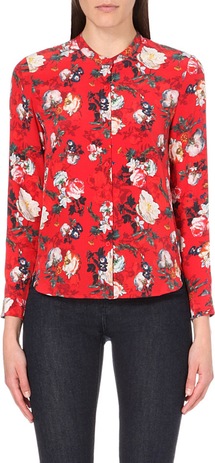 floral silk shirt womens
