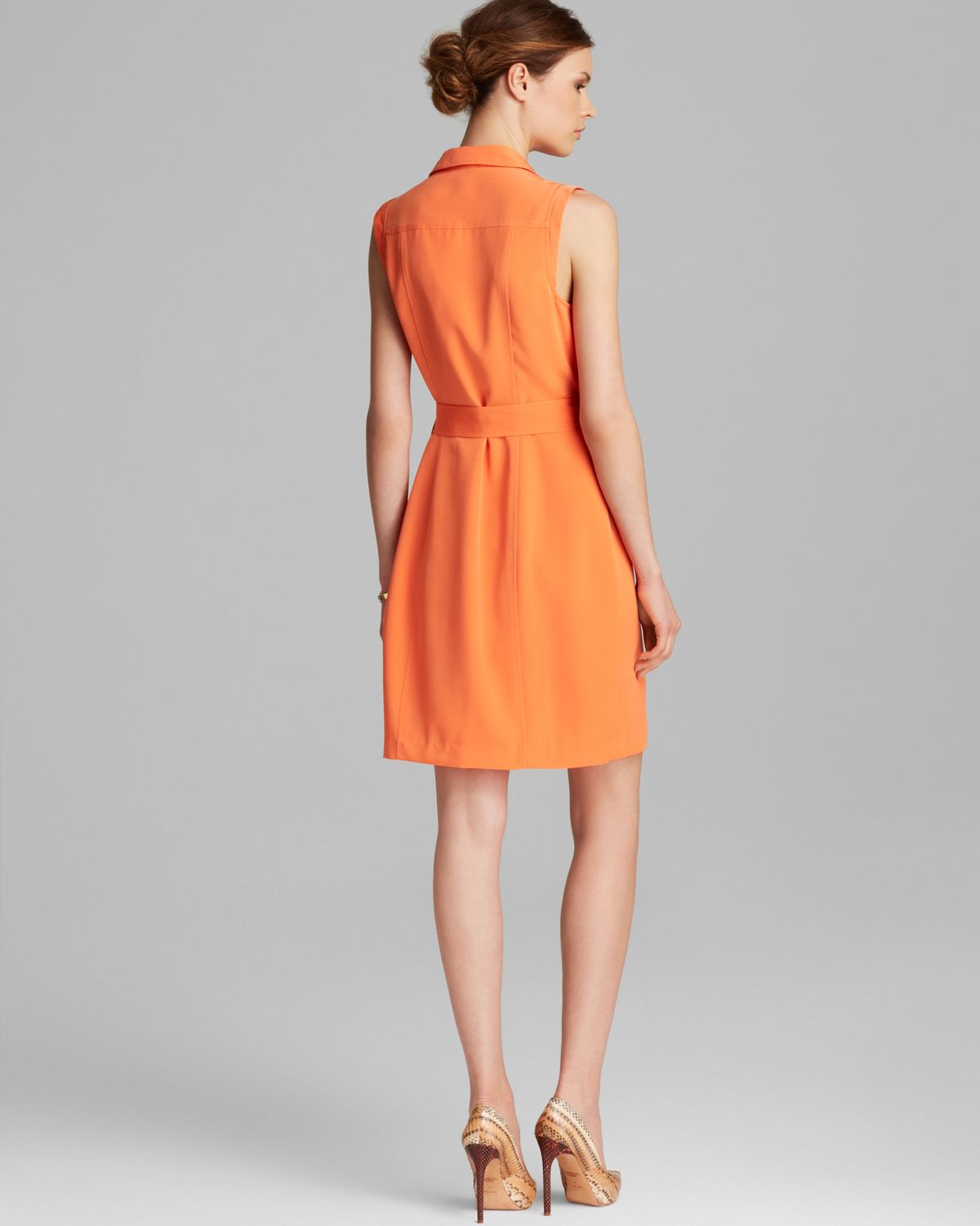 Calvin Klein Moto Zip Dress in Orange | Lyst