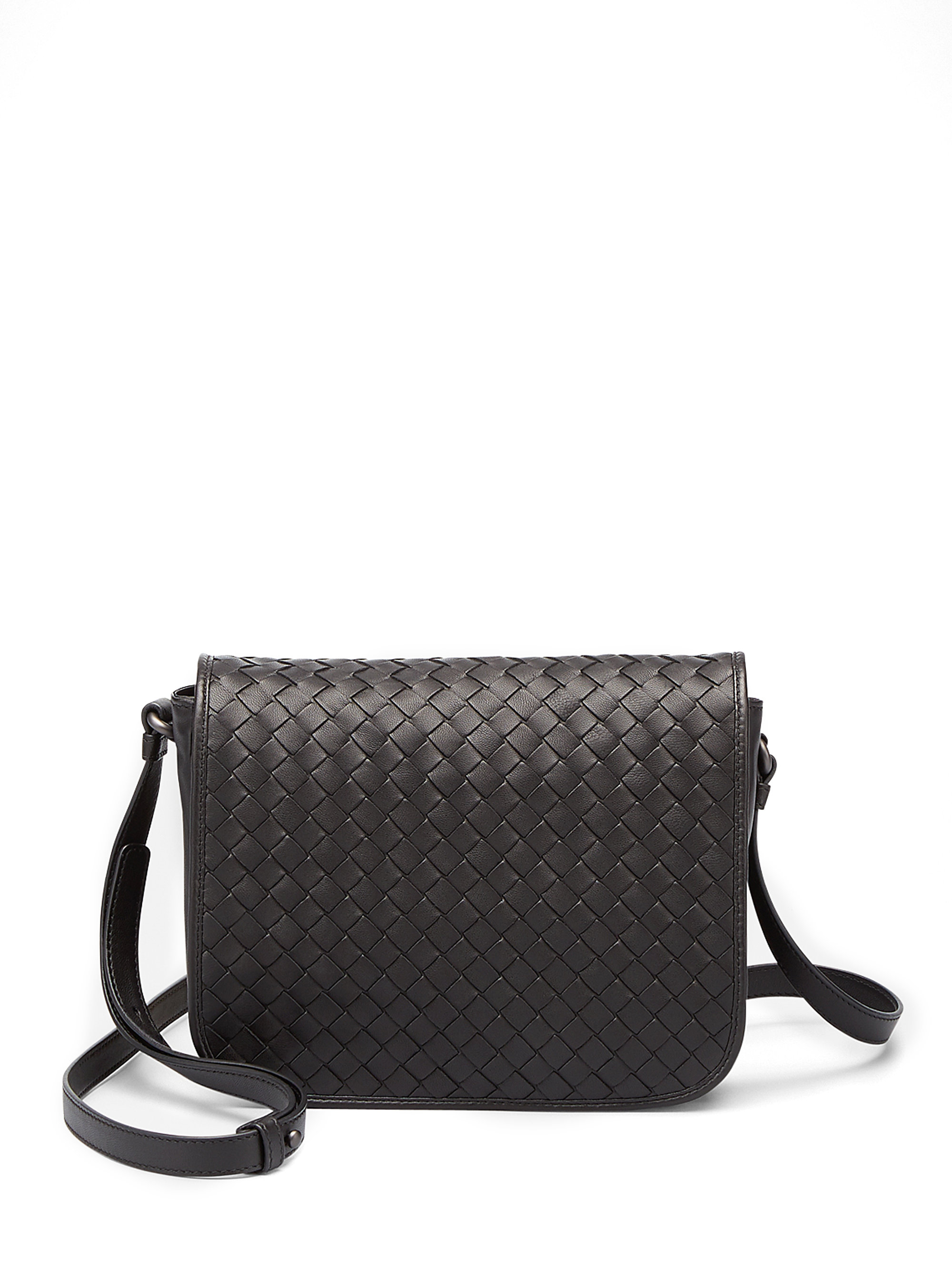 Bottega Veneta Woven Small Messenger Bag in Black for Men