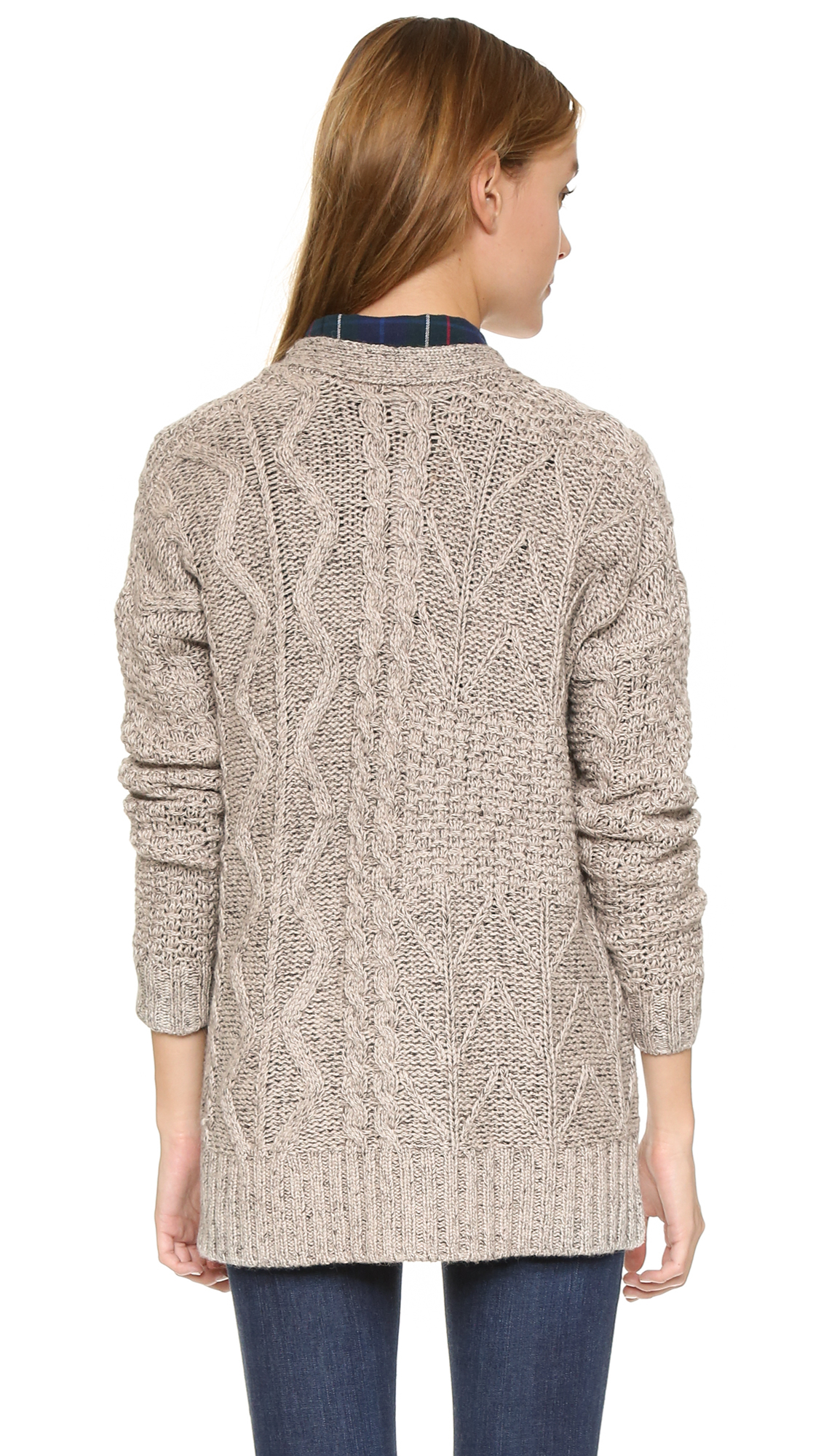 Lyst - Madewell Marled Patchwork Cable Cardigan in Gray