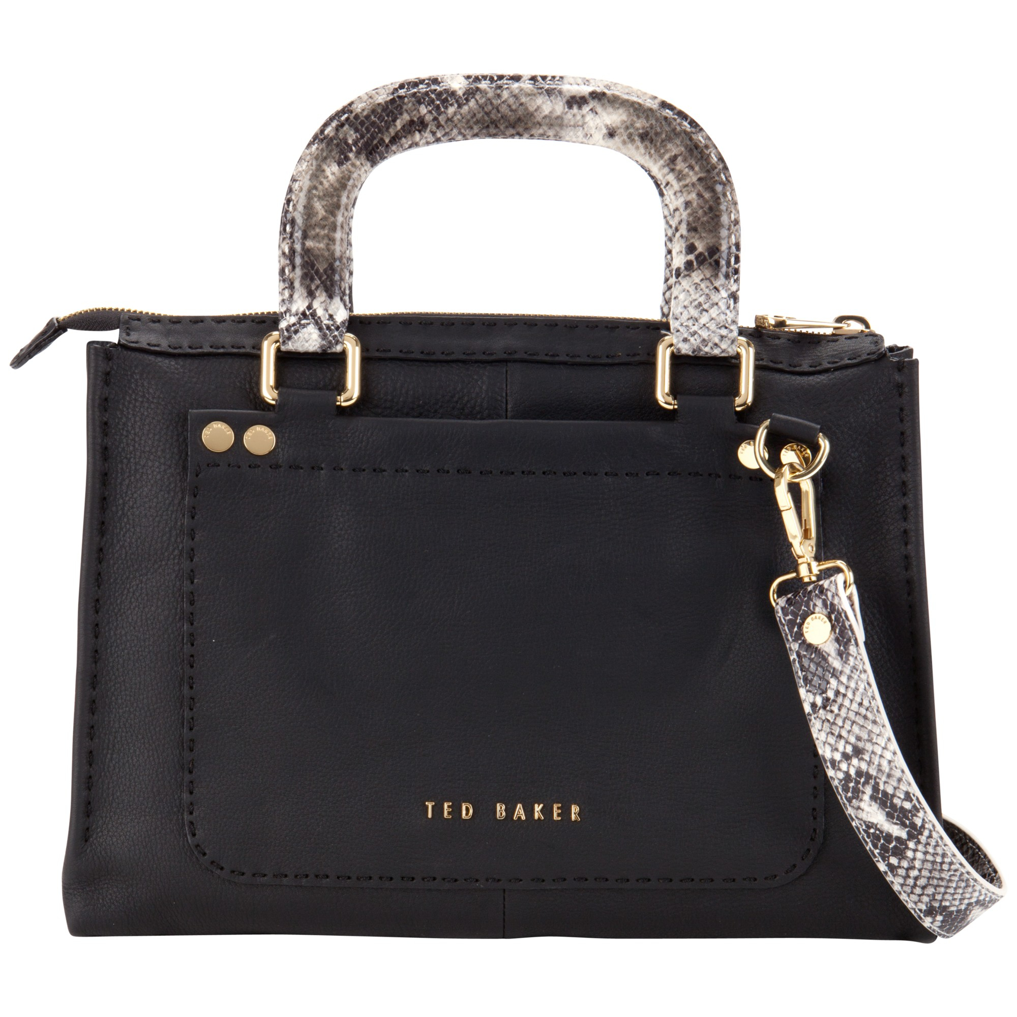 Ted Baker Snakory Leather Tote Bag in Black | Lyst